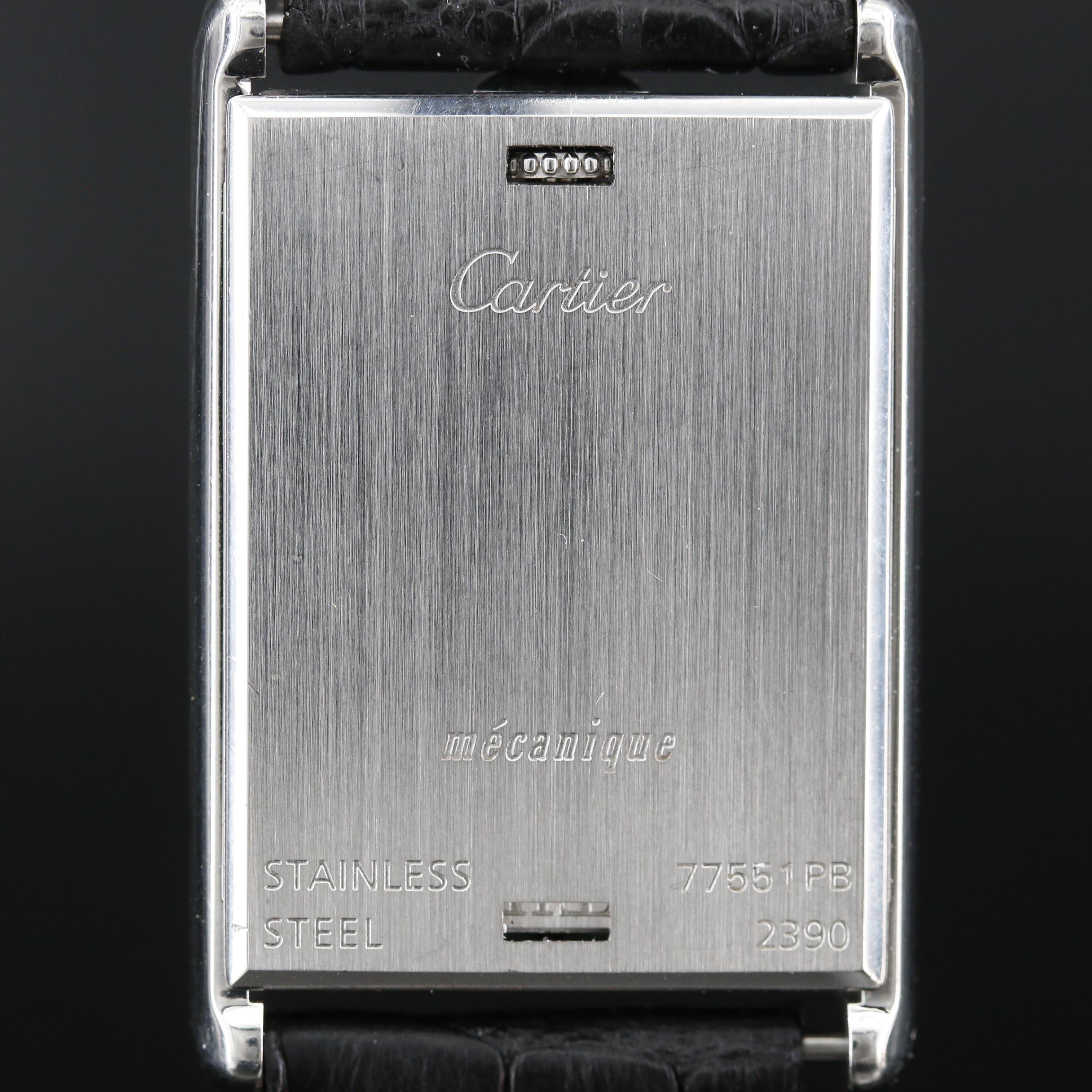 Cartier Tank Basculante Stainless Steel Stem Wind Watch