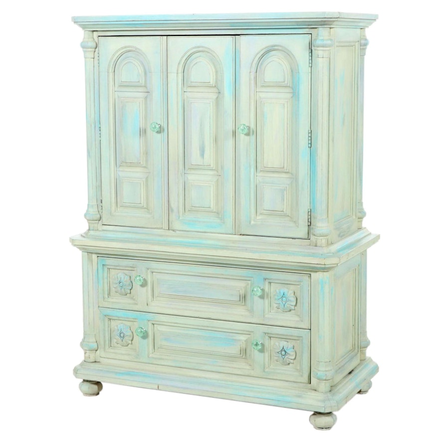 Farmhouse Style Distressed Armoire, Contemporary