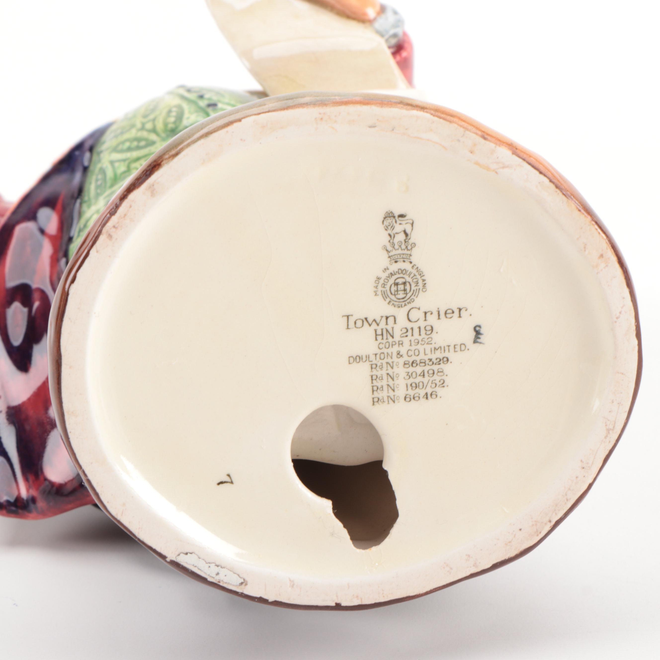 Royal Doulton "Town Crier" and "Falstaff" Ceramic Figurines, Mid to Late 20th C.