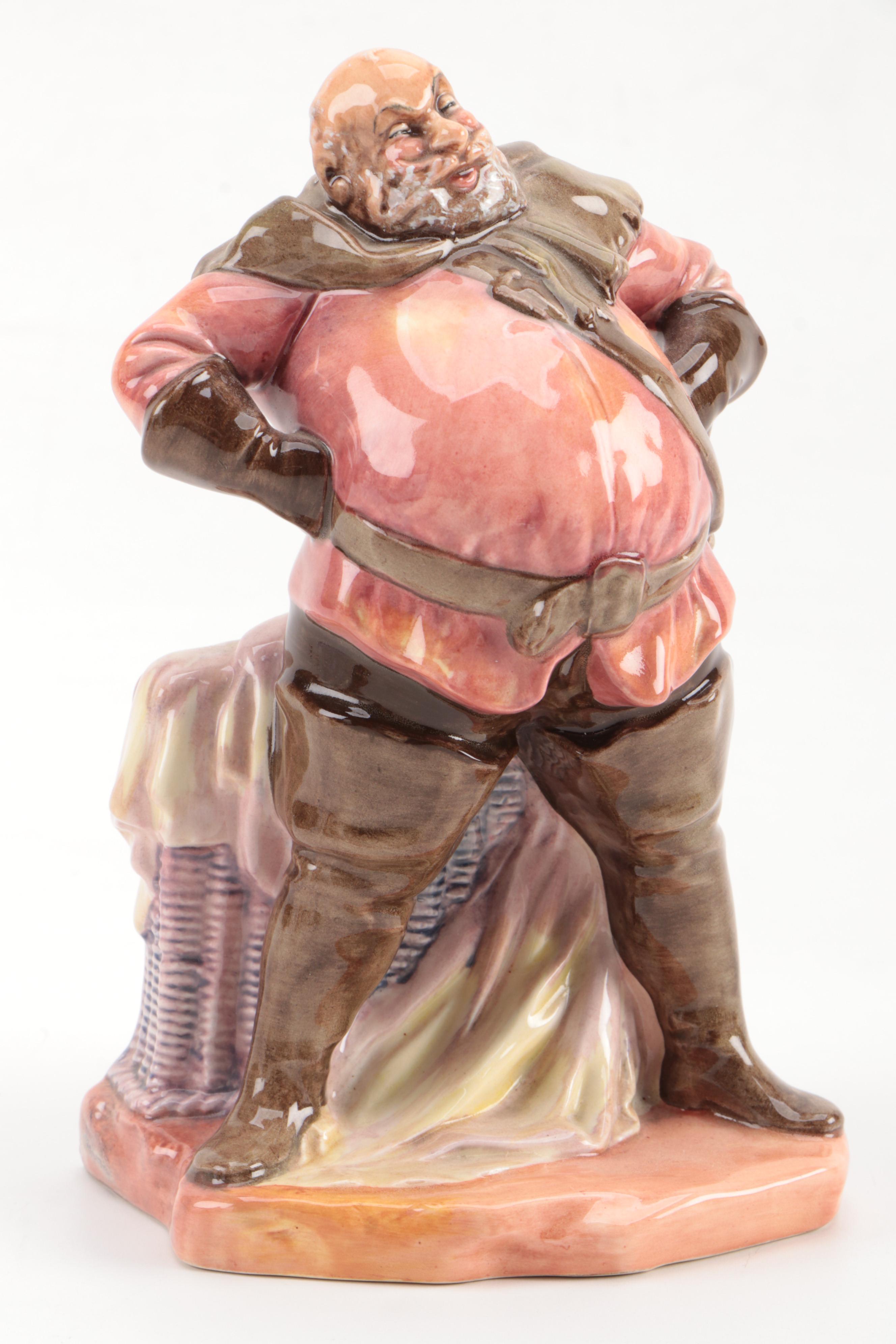 Royal Doulton "Town Crier" and "Falstaff" Ceramic Figurines, Mid to Late 20th C.