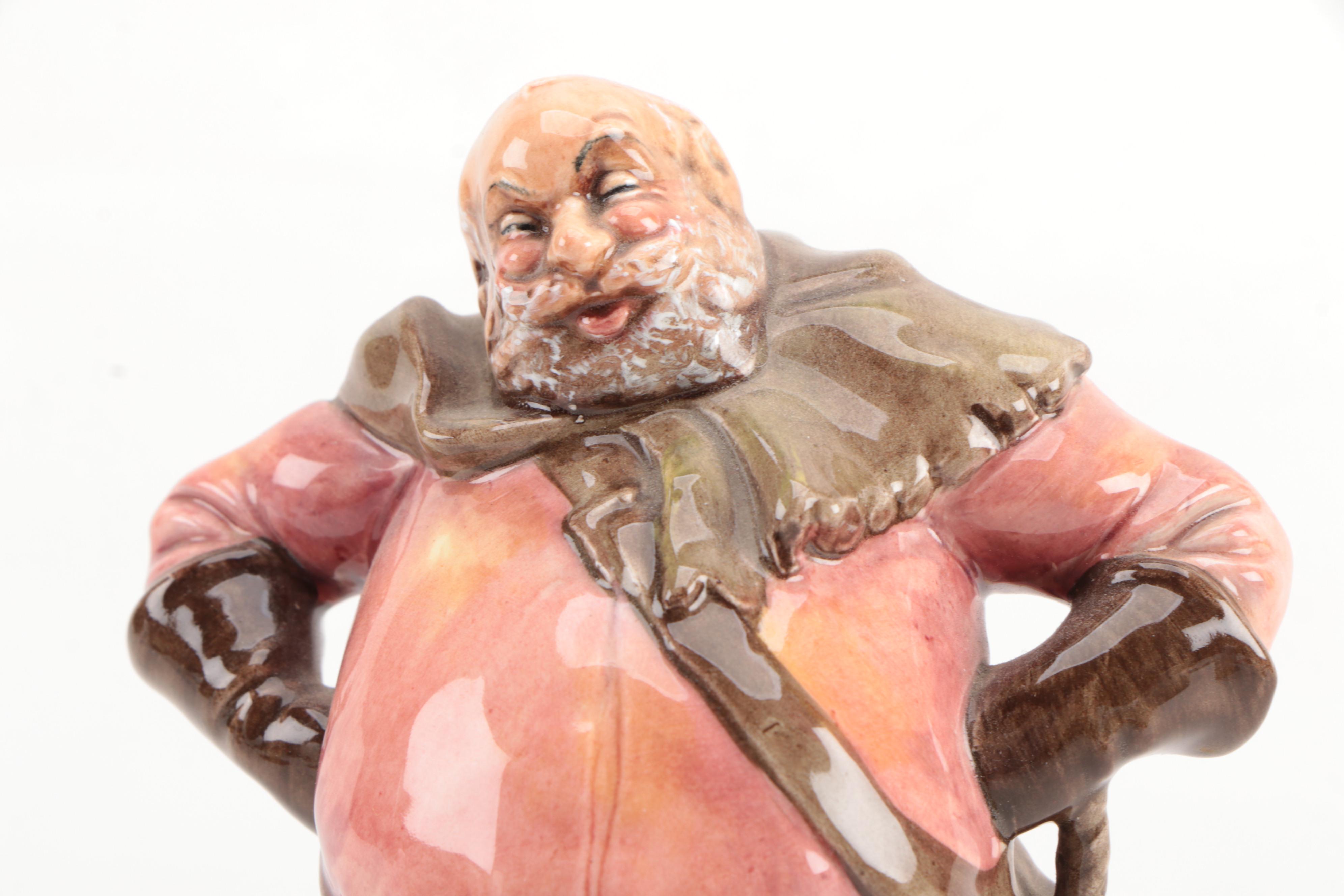 Royal Doulton "Town Crier" and "Falstaff" Ceramic Figurines, Mid to Late 20th C.