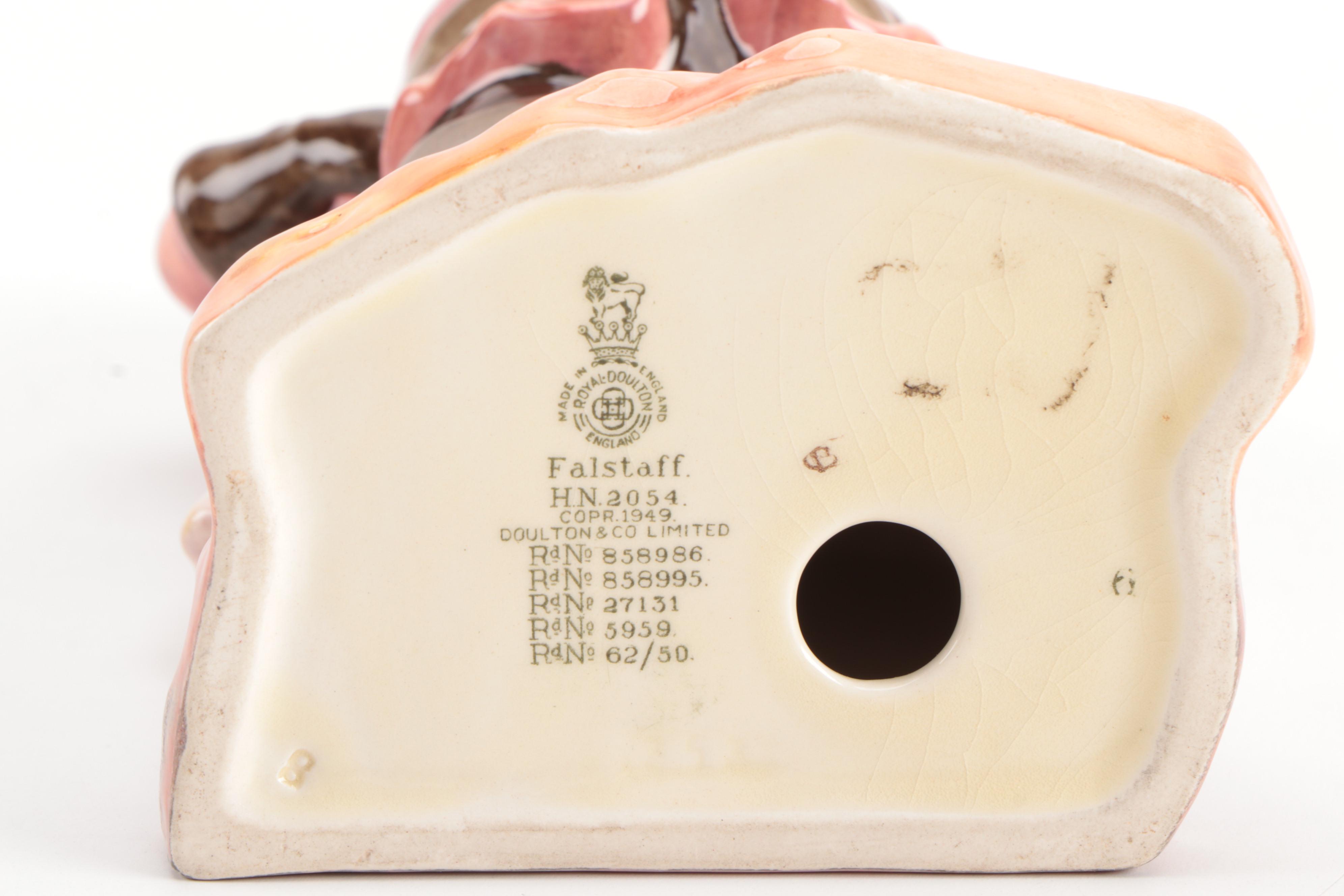 Royal Doulton "Town Crier" and "Falstaff" Ceramic Figurines, Mid to Late 20th C.