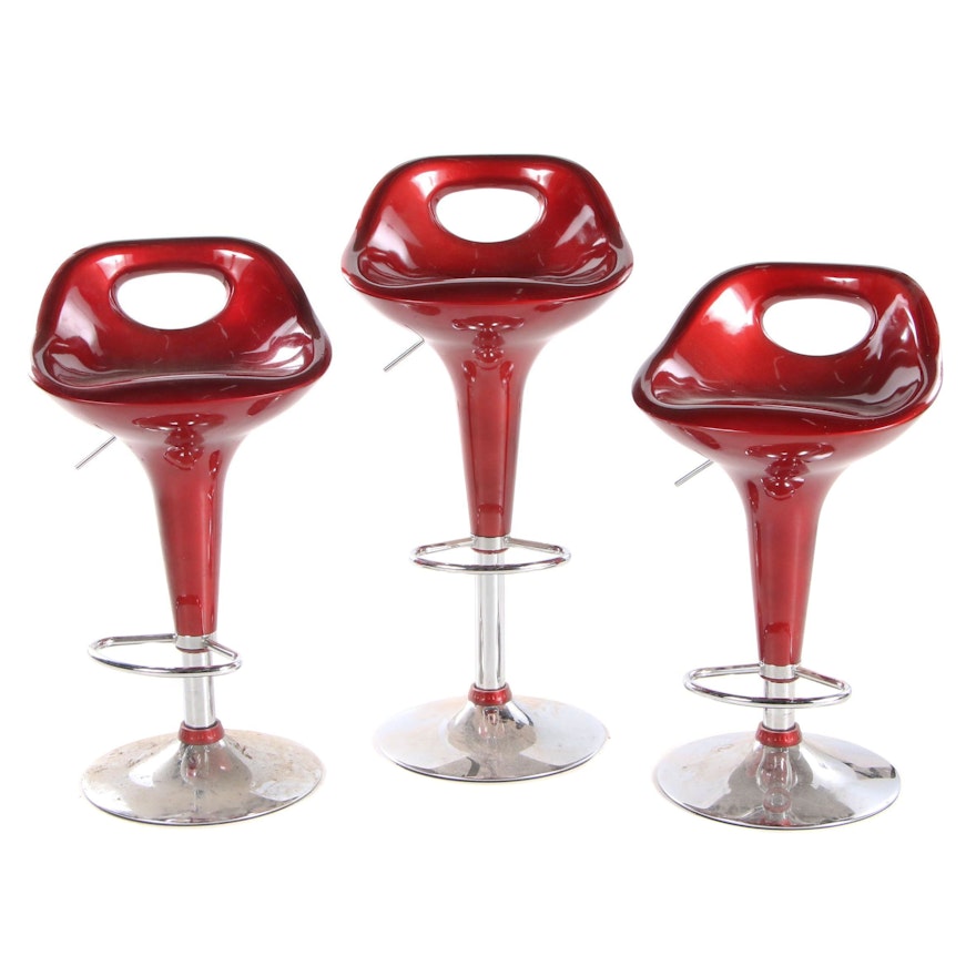 Contemporary Molded Barstools on Adjustable Chrome Pedestals