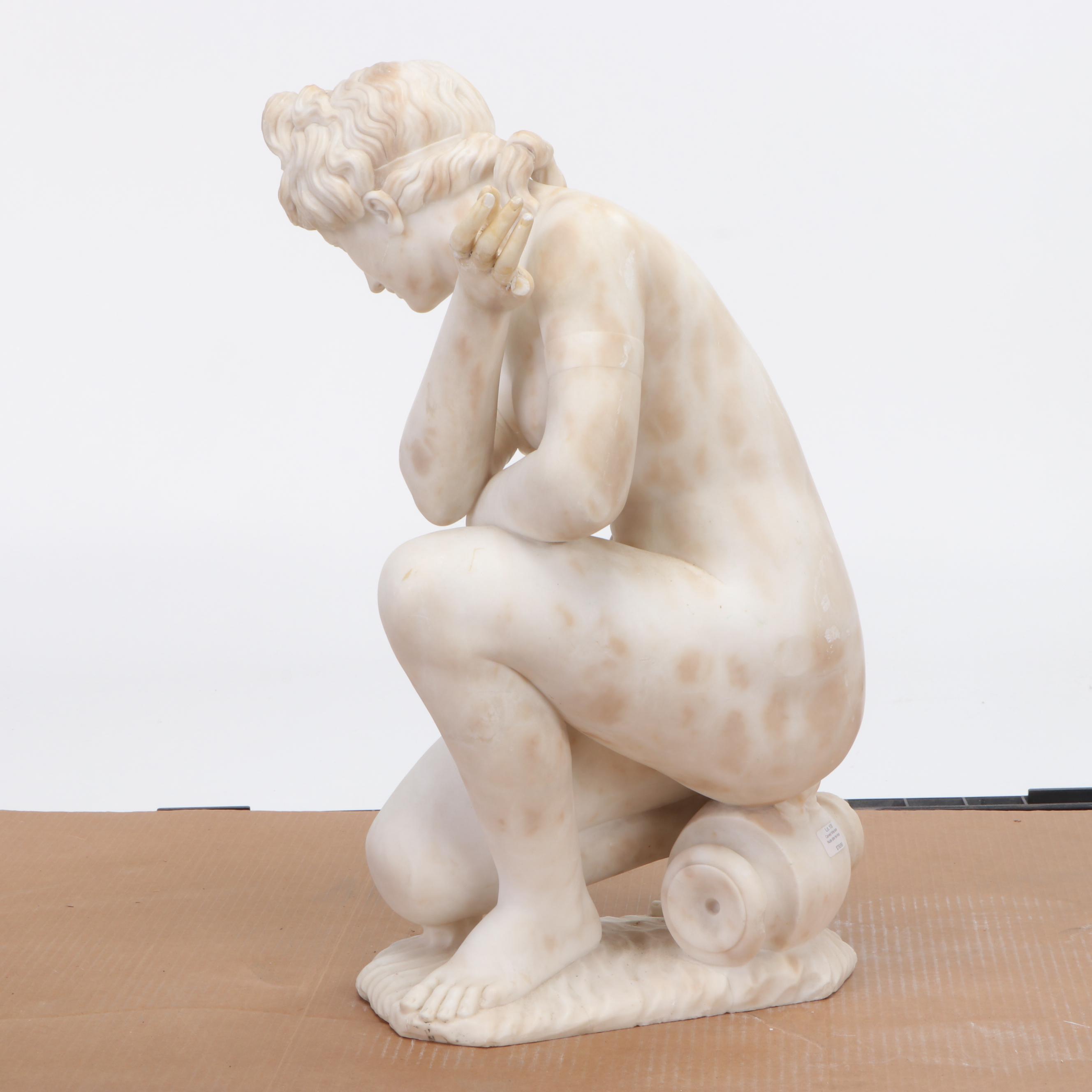 Marble Statue of "Crouching Venus," 19th Century