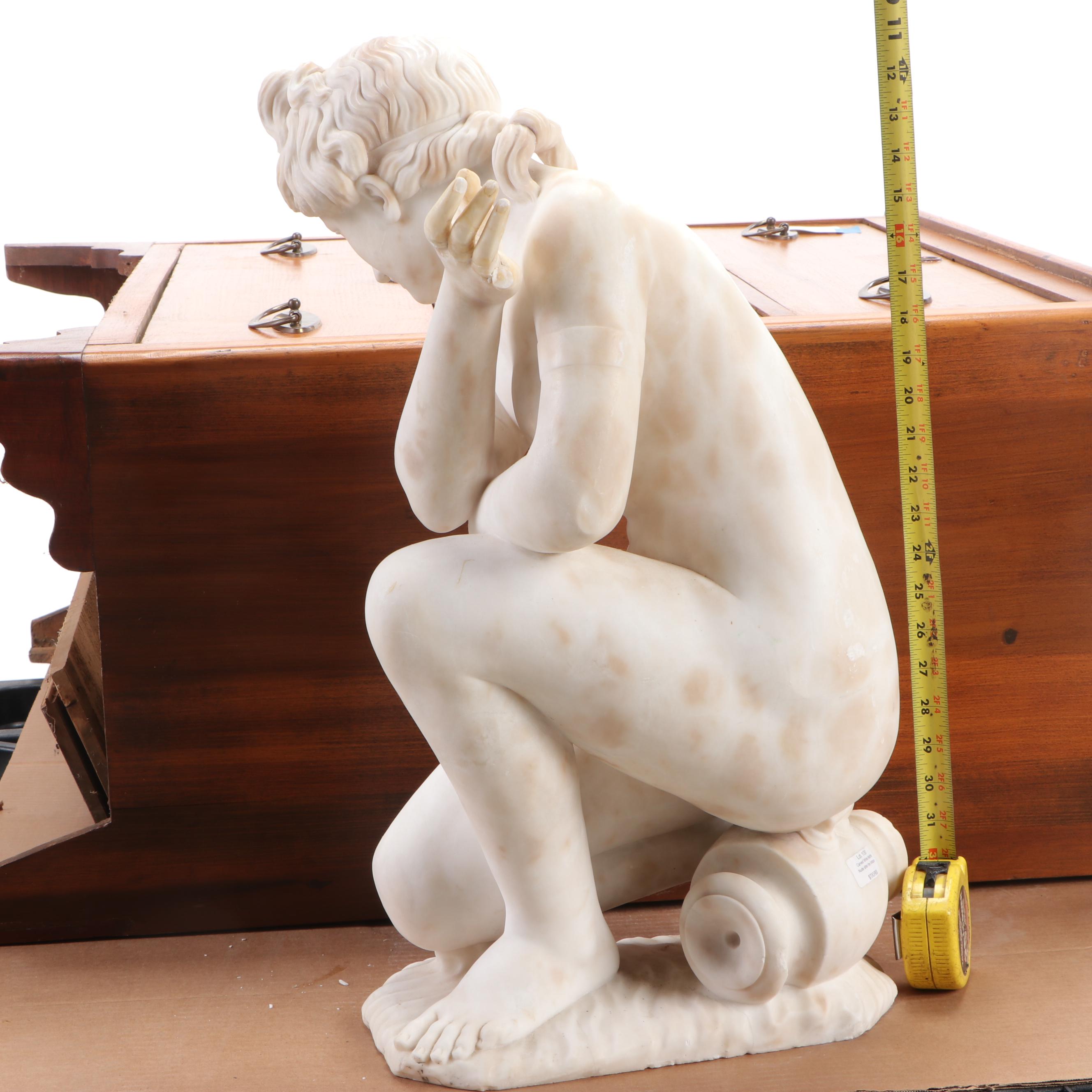 Marble Statue of "Crouching Venus," 19th Century