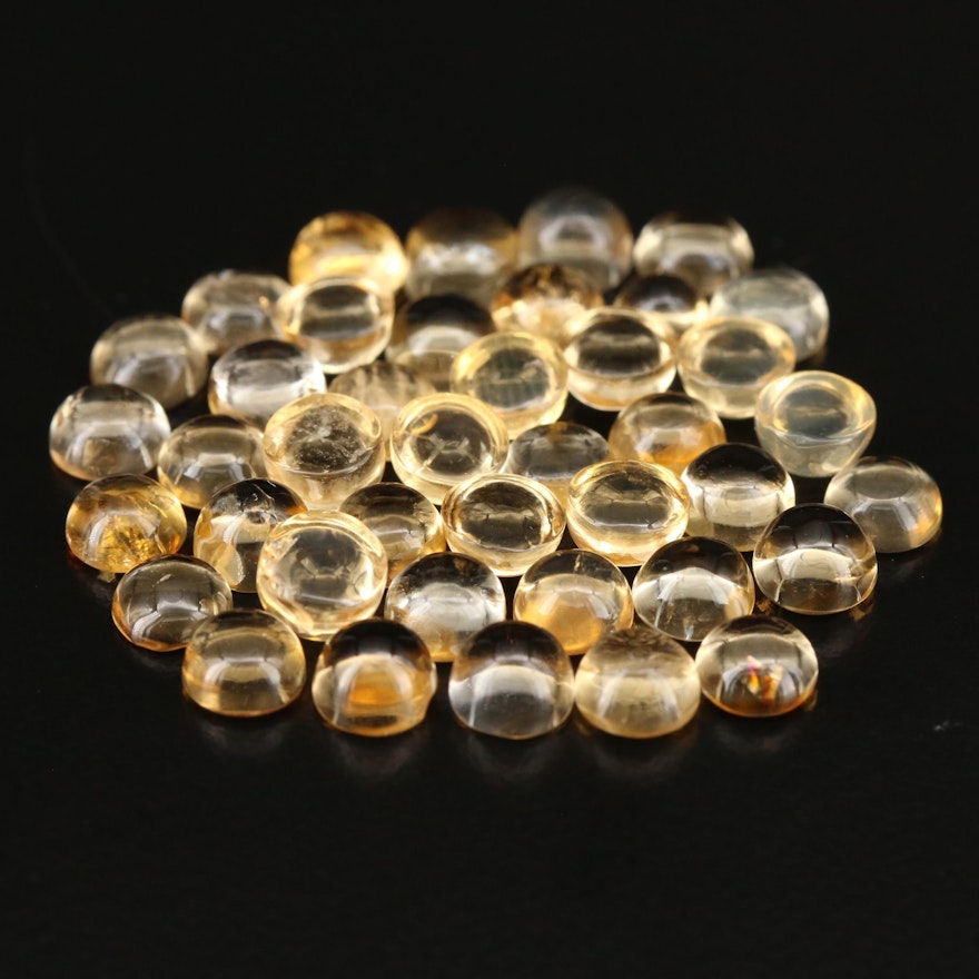 Loose 25.28 CTW Round Cabochon Citrine Selection