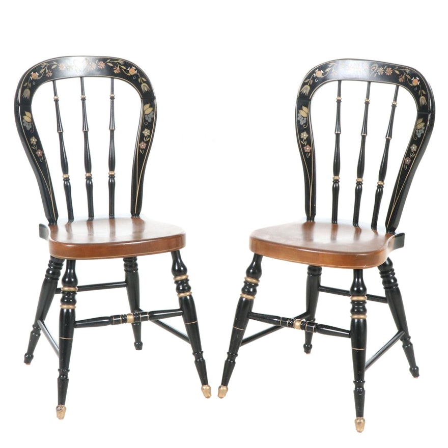 Ethan Allen Stencil-Painted Side Chairs, Late 20th Century, Pair