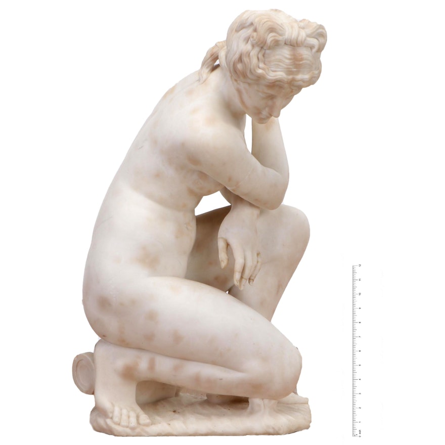 Marble Statue of "Crouching Venus," 19th Century