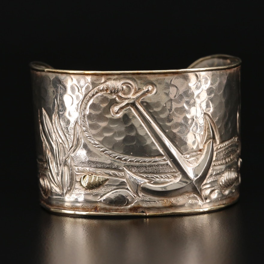 Sterling Silver Nautical Motif Cuff Bracelet