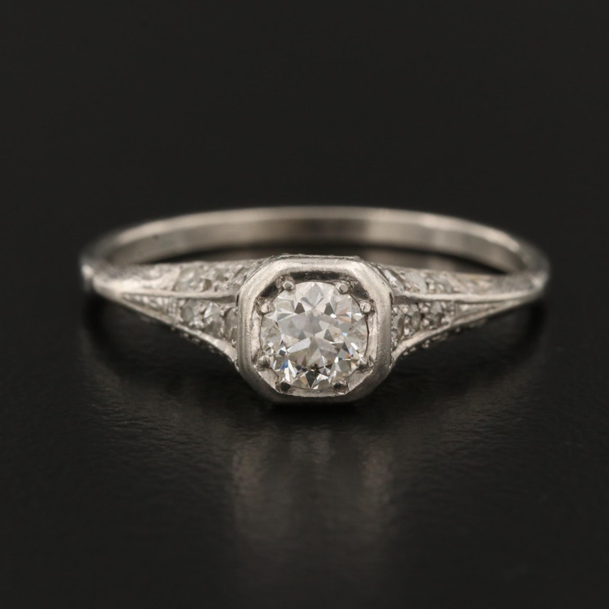 Edwardian Platinum Diamond Openwork Ring