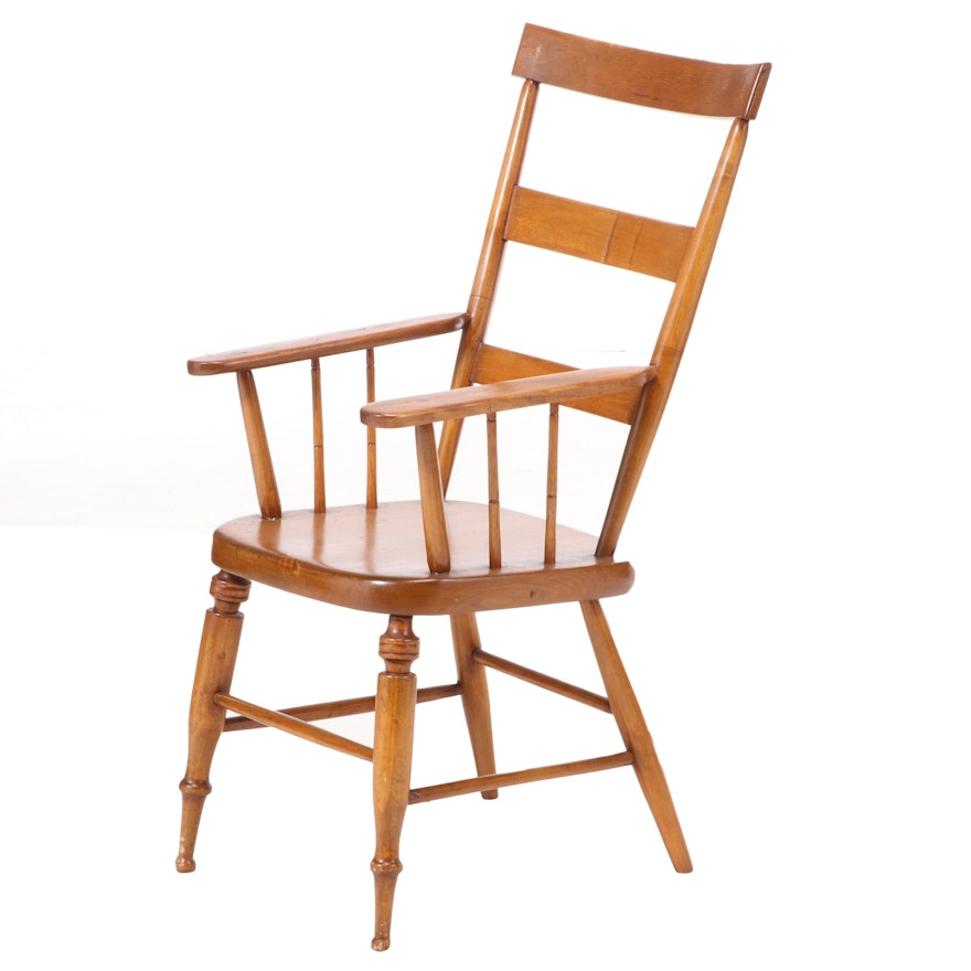 American Primitive Ladderback Armchair, 19th Century