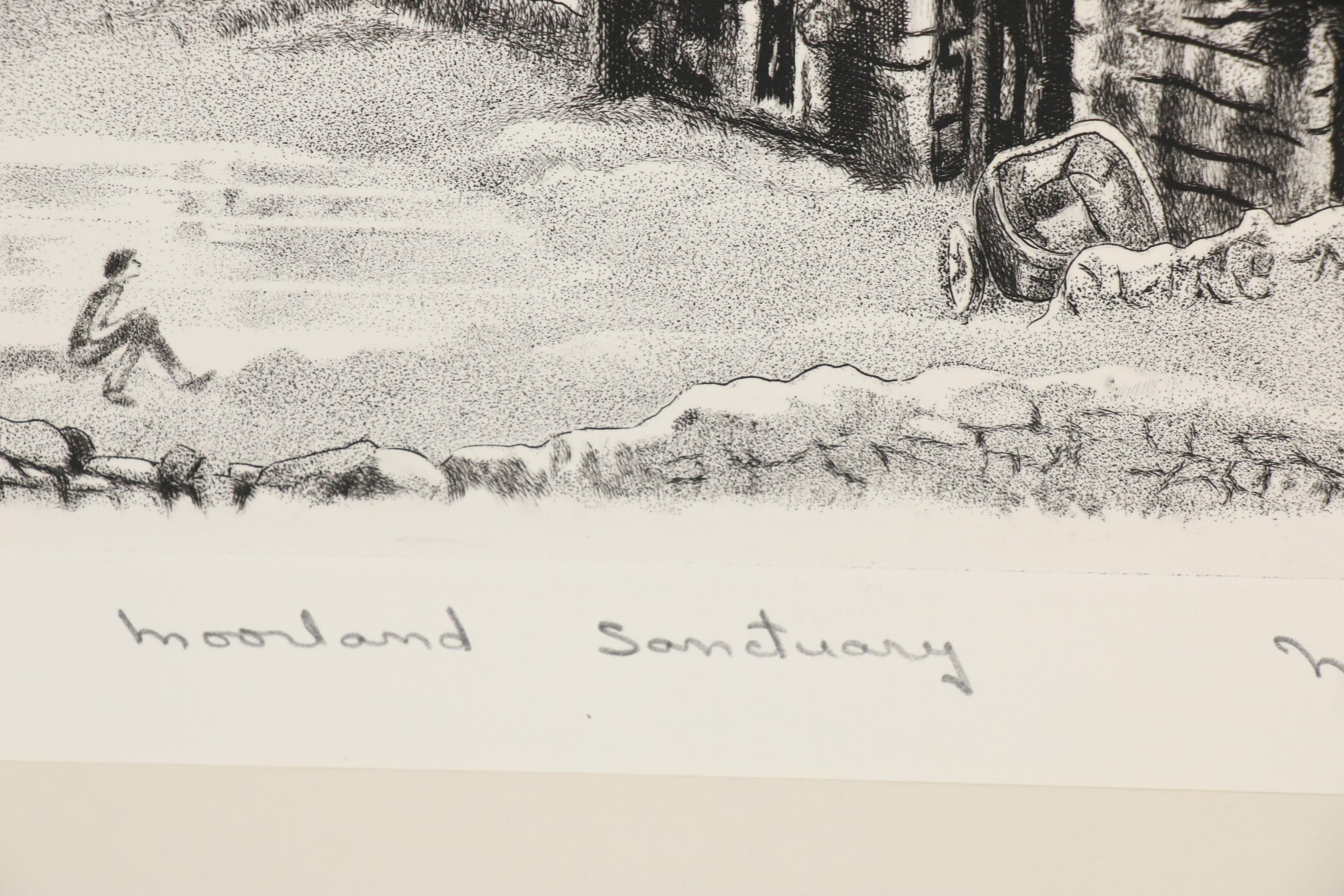 Norma Morgan Engraving "Moorland Sanctuary," 20th Century