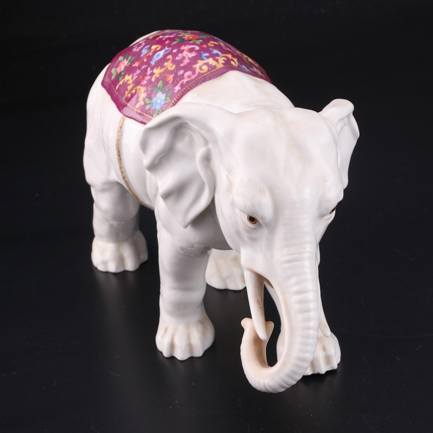 Ernst Bohne & Söhne Porcelain Elephant, Early to Mid 20th Century