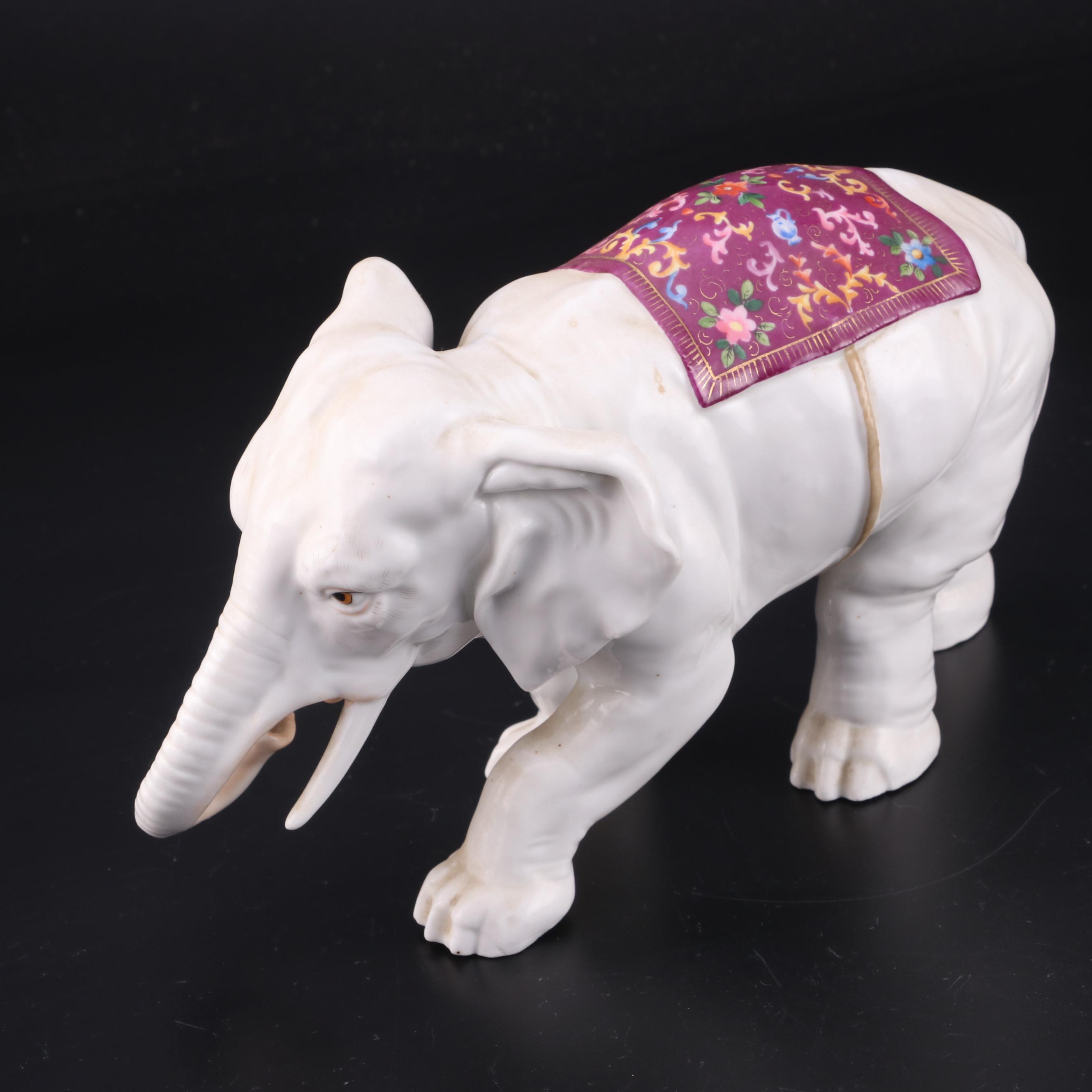 Ernst Bohne & Söhne Porcelain Elephant, Early to Mid 20th Century