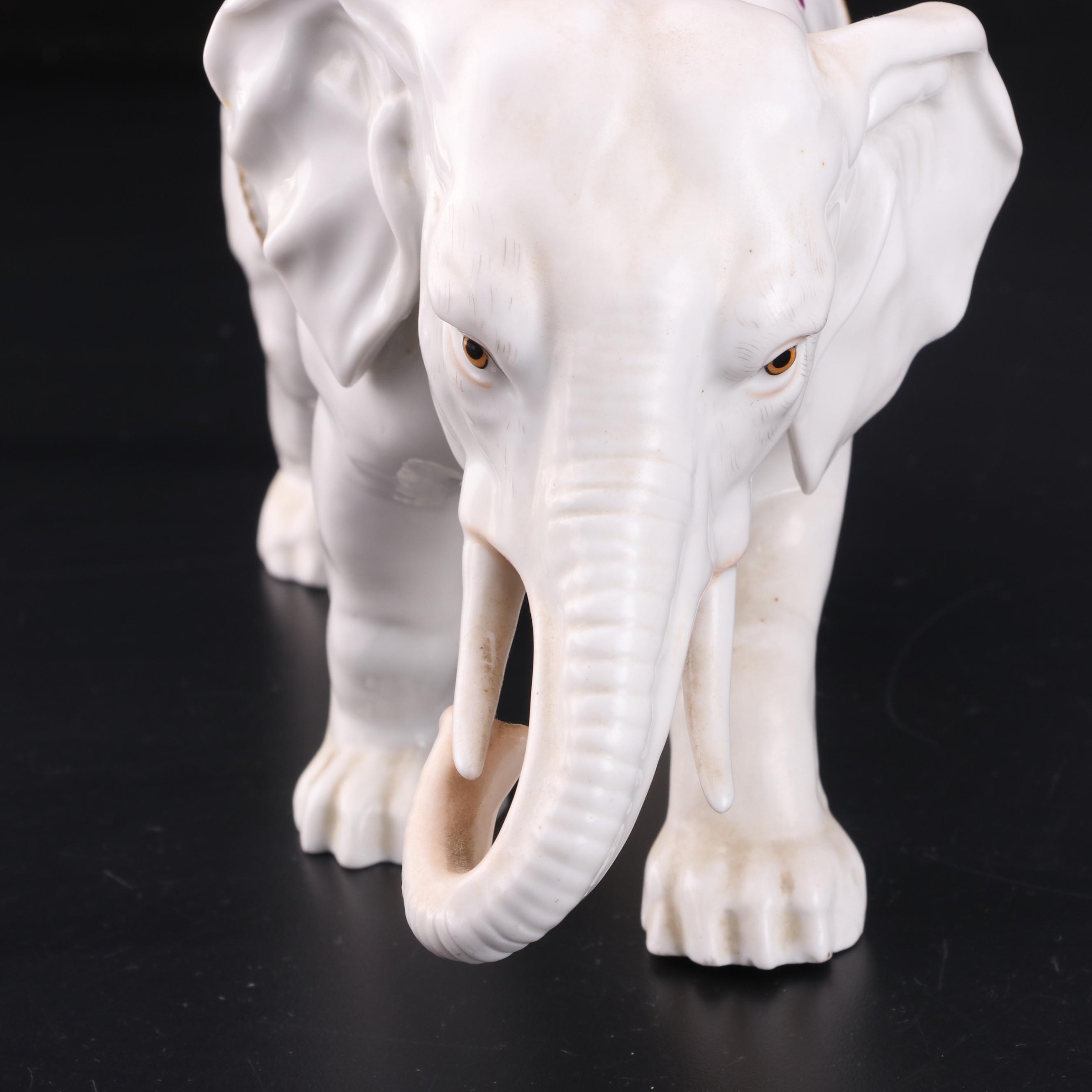 Ernst Bohne & Söhne Porcelain Elephant, Early to Mid 20th Century