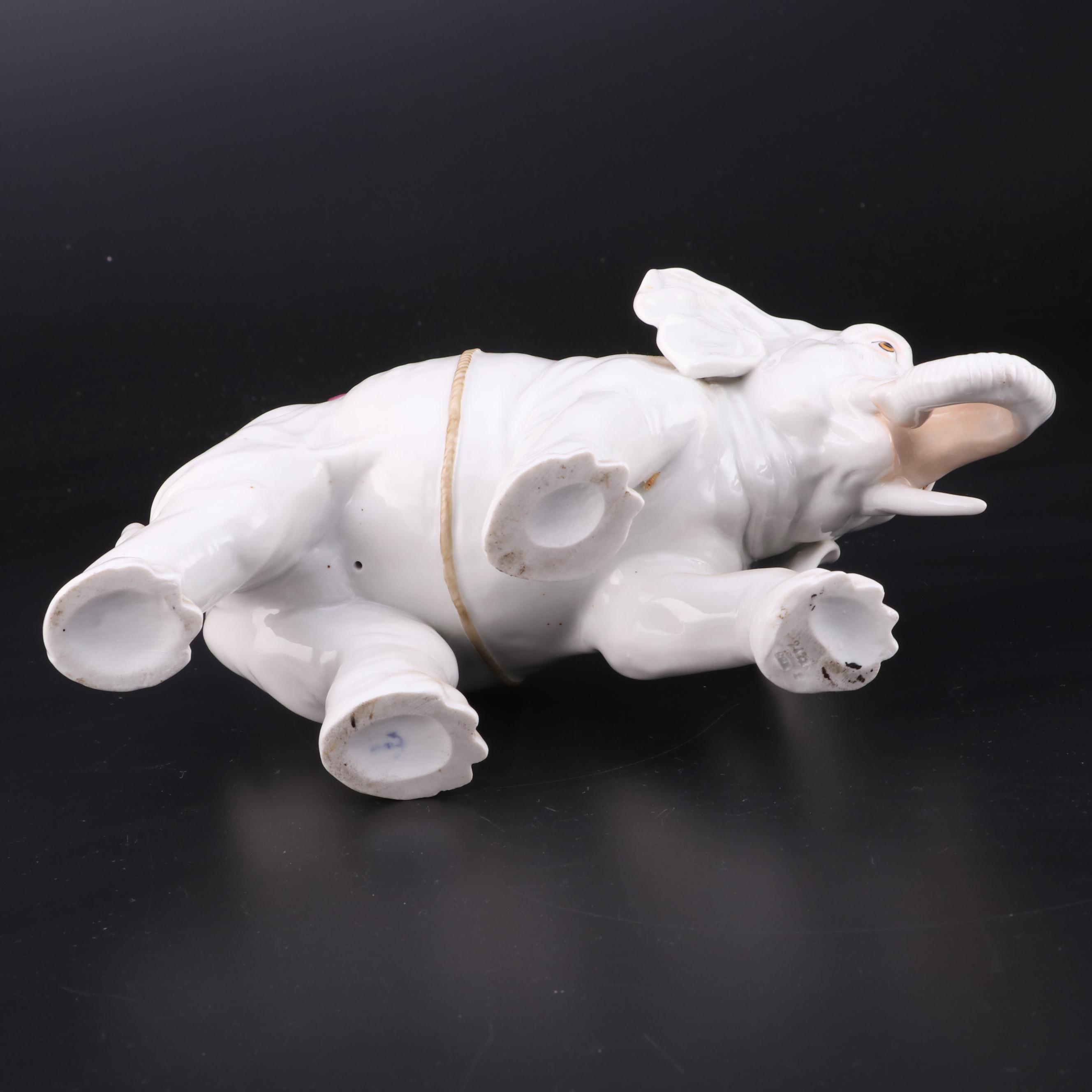 Ernst Bohne & Söhne Porcelain Elephant, Early to Mid 20th Century