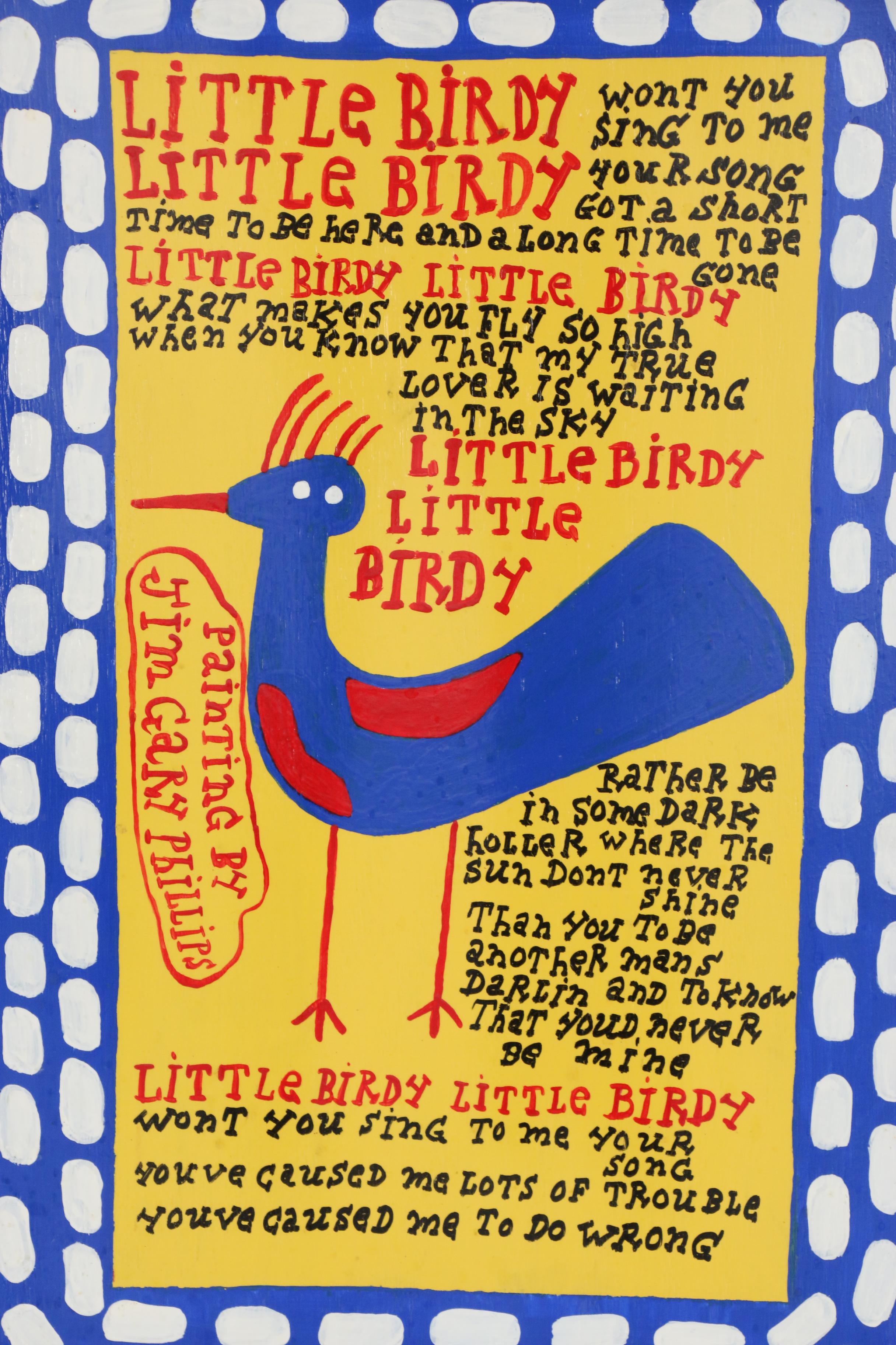 Jim Gary Phillips Folk Art Acrylic Painting "Little Birdy"