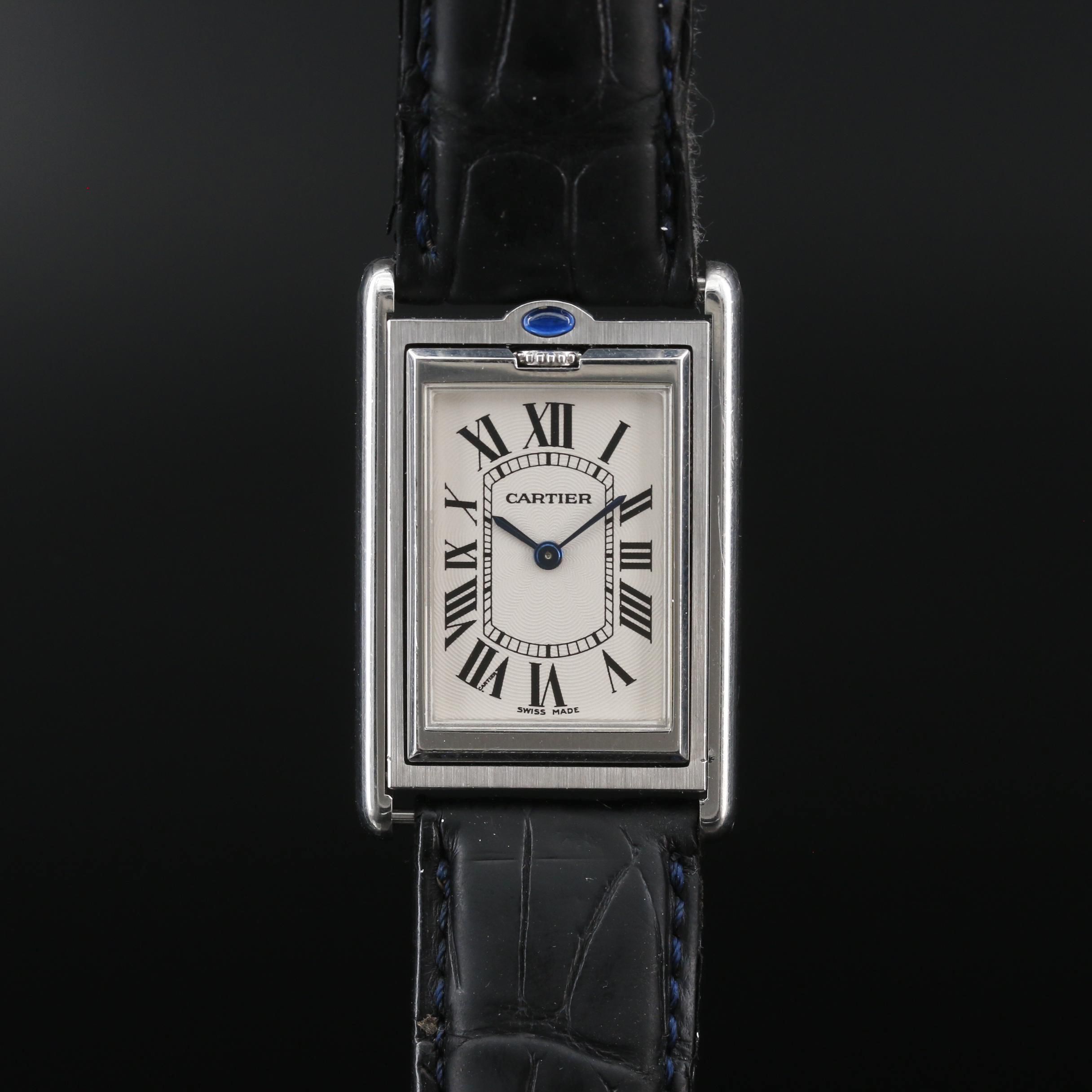 Cartier Tank Basculante Stainless Steel Stem Wind Watch