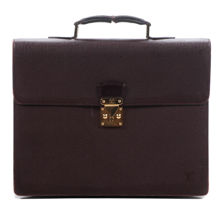 Louis Vuitton Serviette Ambassadeur Briefcase in Burgundy Taiga Leather