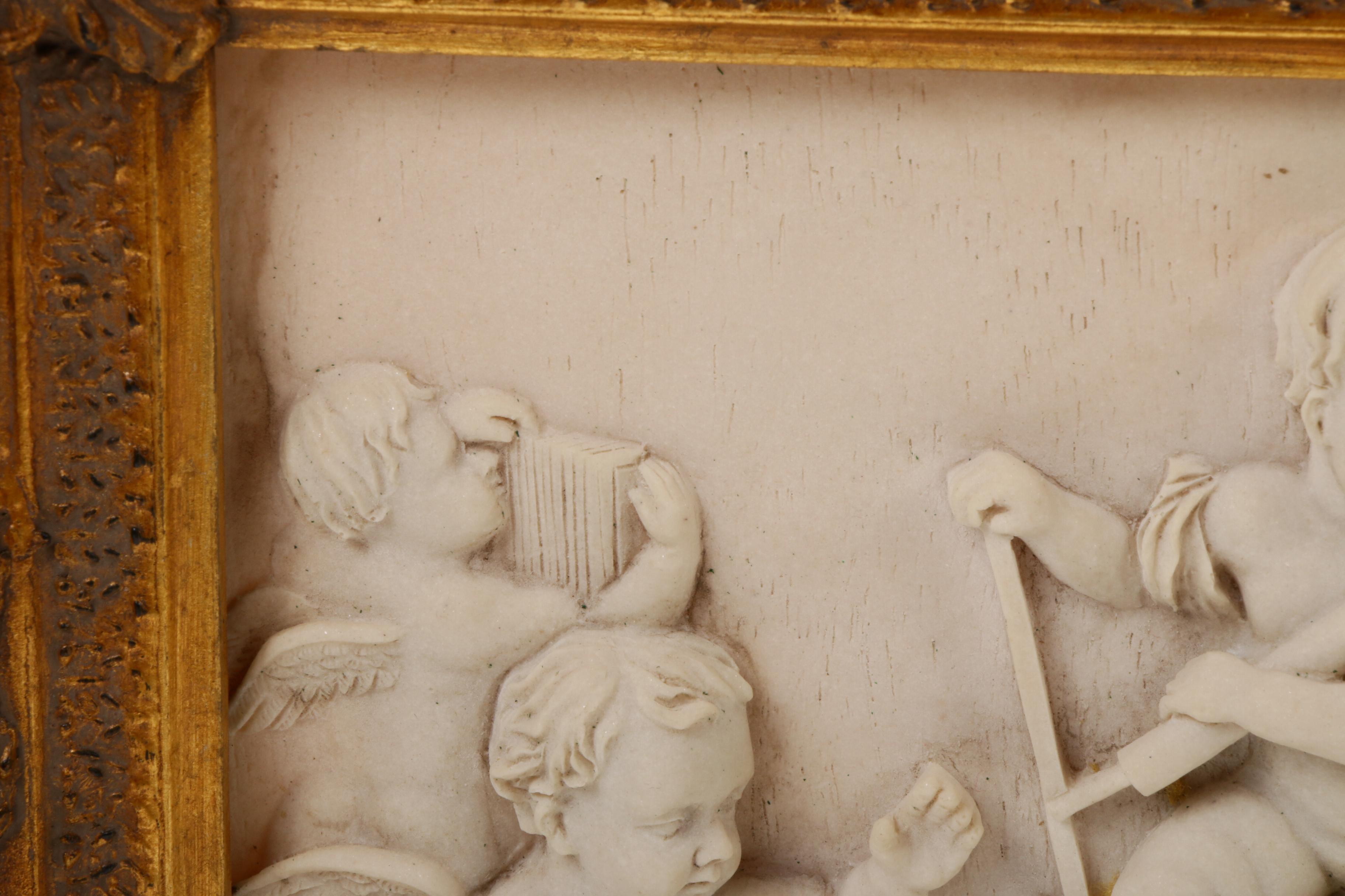 Enrico Braga Italian Marble Cherub Wall Plaque, Late 19th/Early 20th Century