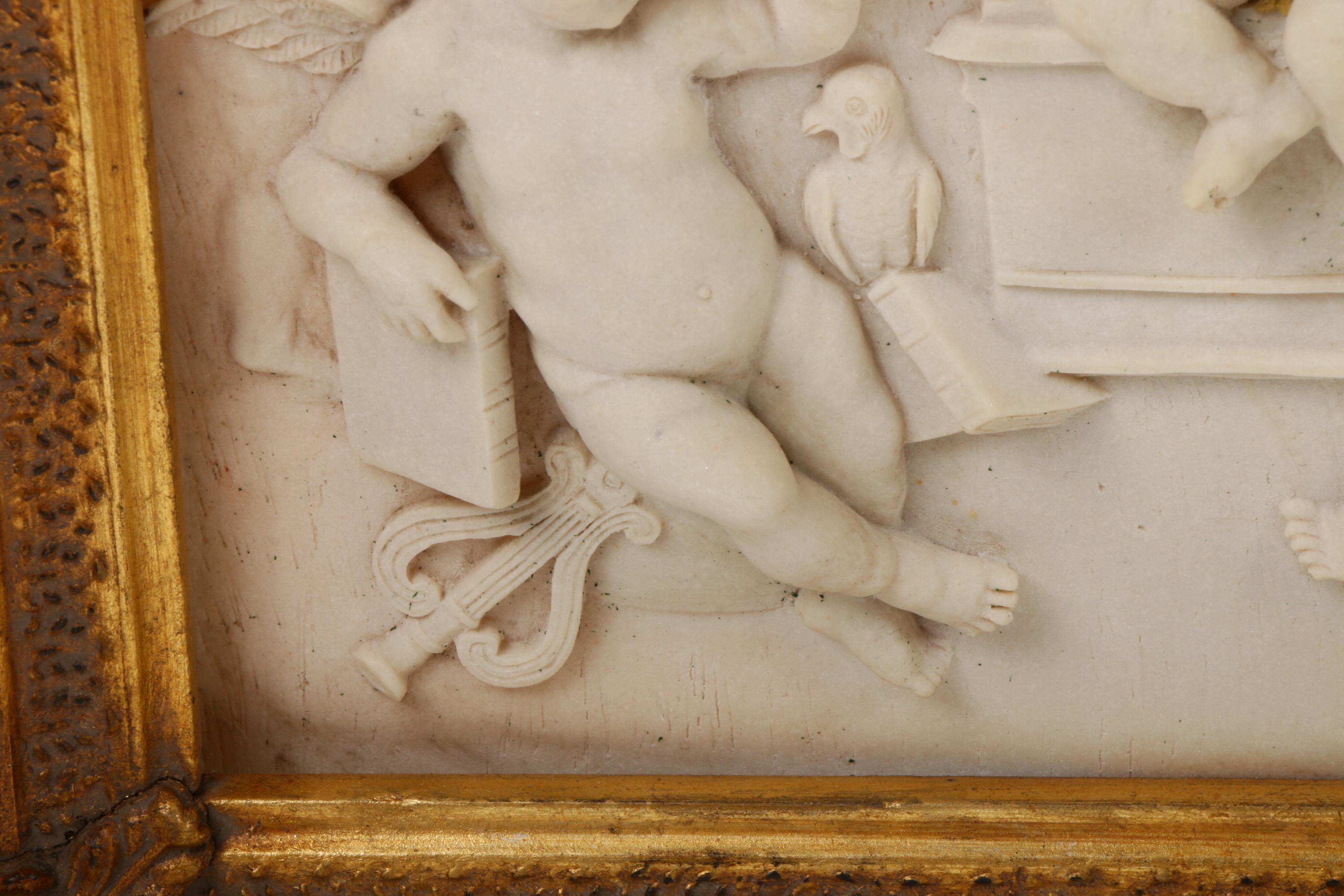 Enrico Braga Italian Marble Cherub Wall Plaque, Late 19th/Early 20th Century