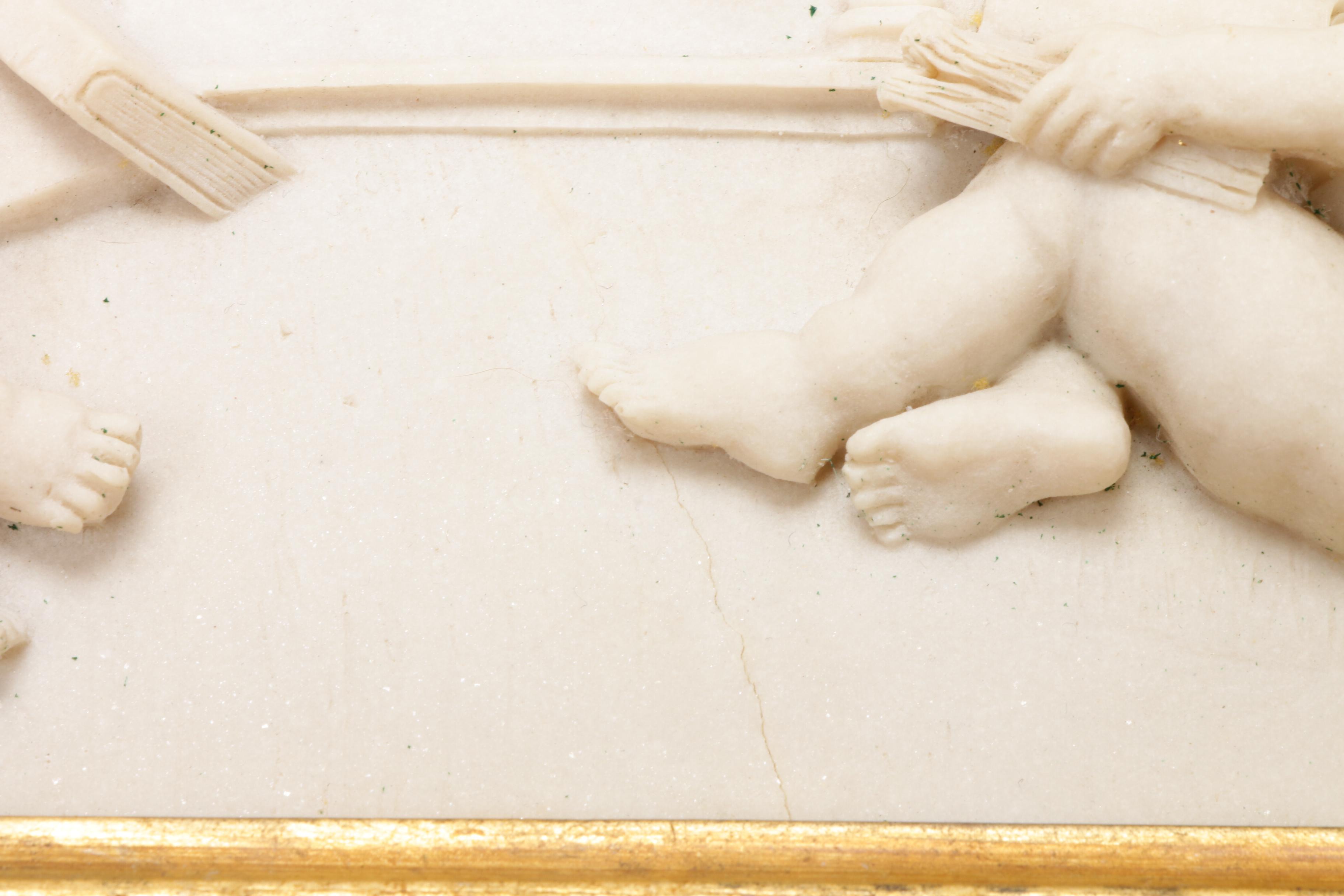 Enrico Braga Italian Marble Cherub Wall Plaque, Late 19th/Early 20th Century