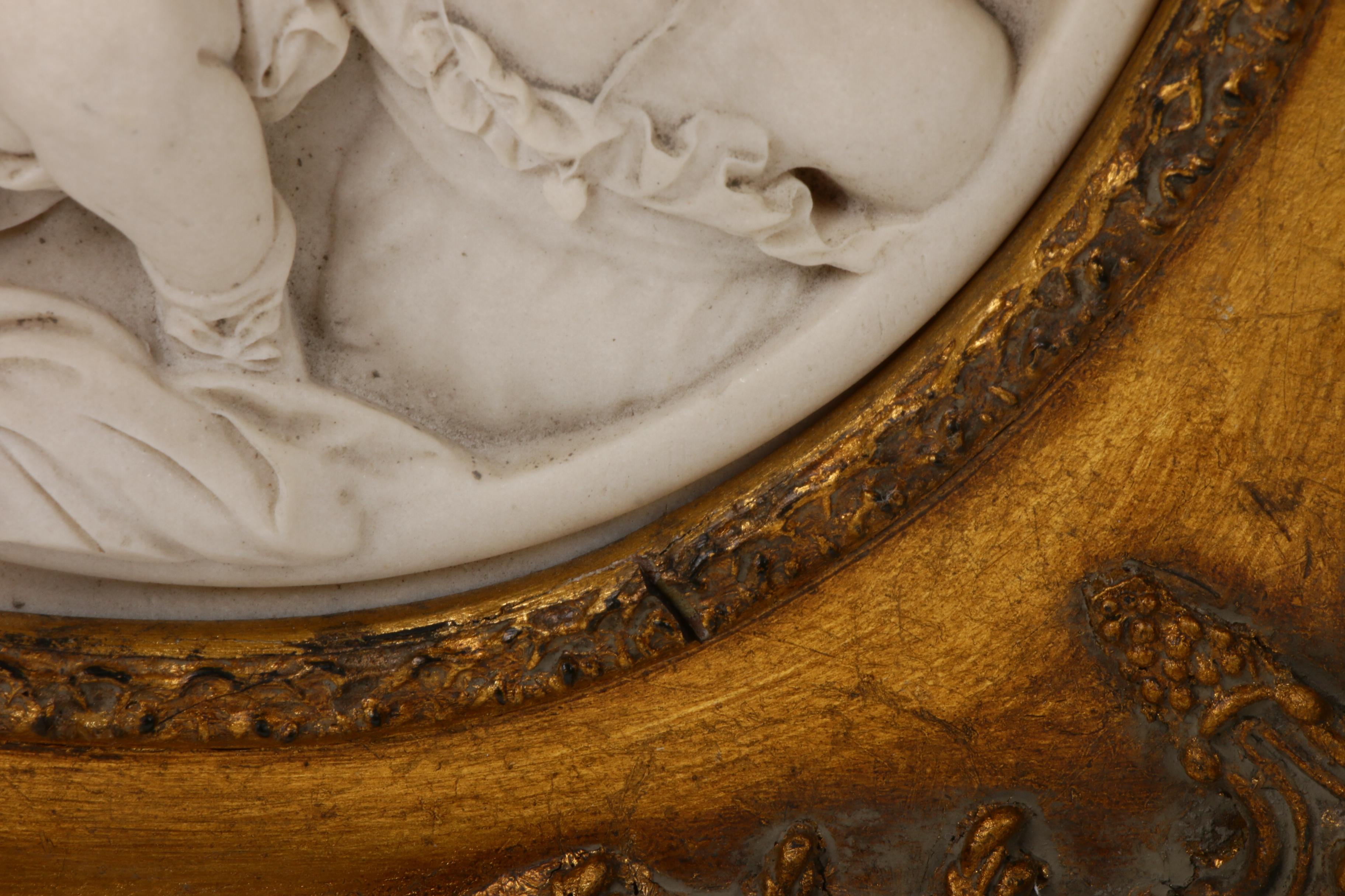 Enrico Braga Italian Marble Cherub Wall Plaque, Late 19th/Early 20th Century