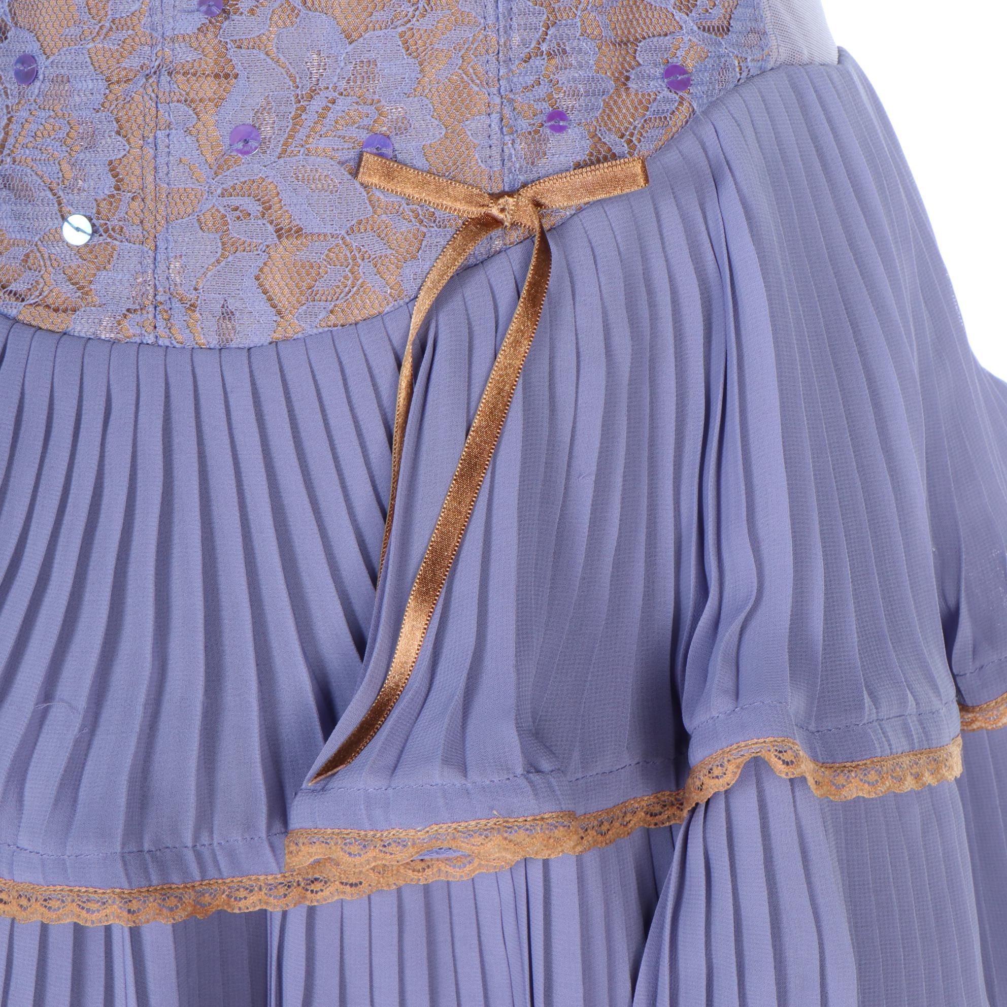 Betsey Johnson Evening Bustier Dress in Lilac with Lace-Trimmed Tiered Skirt