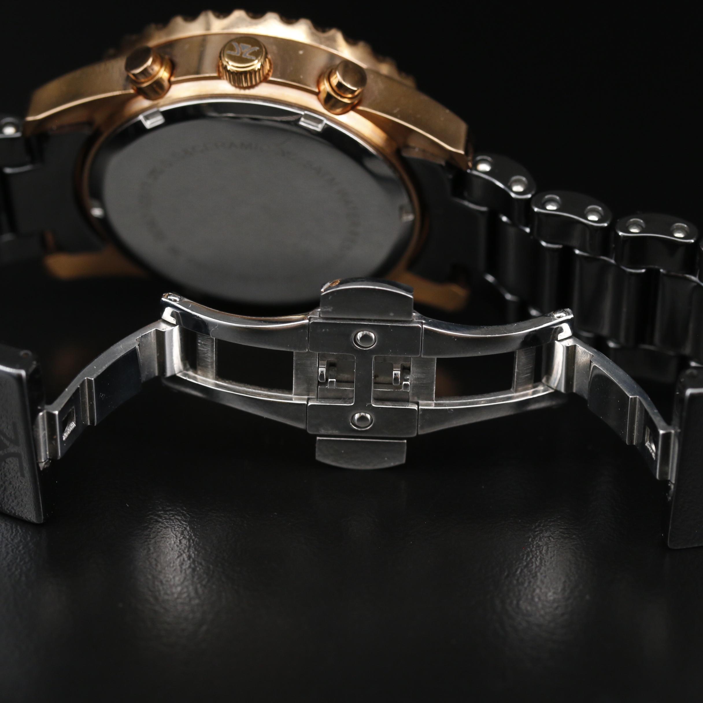 Le Vian Swiss Chrono Diamond Bezel Ceramic and Stainless Steel Watch