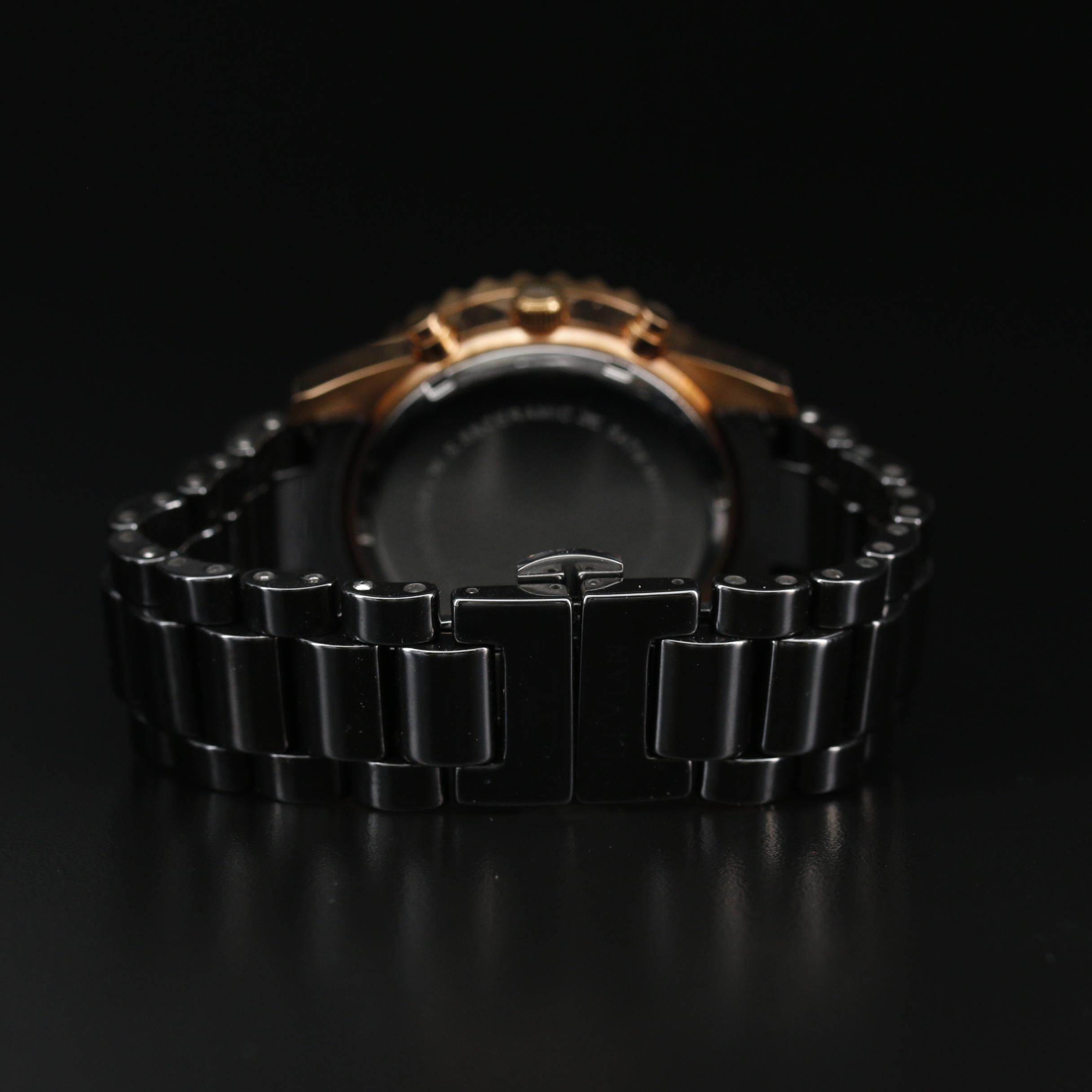 Le Vian Swiss Chrono Diamond Bezel Ceramic and Stainless Steel Watch