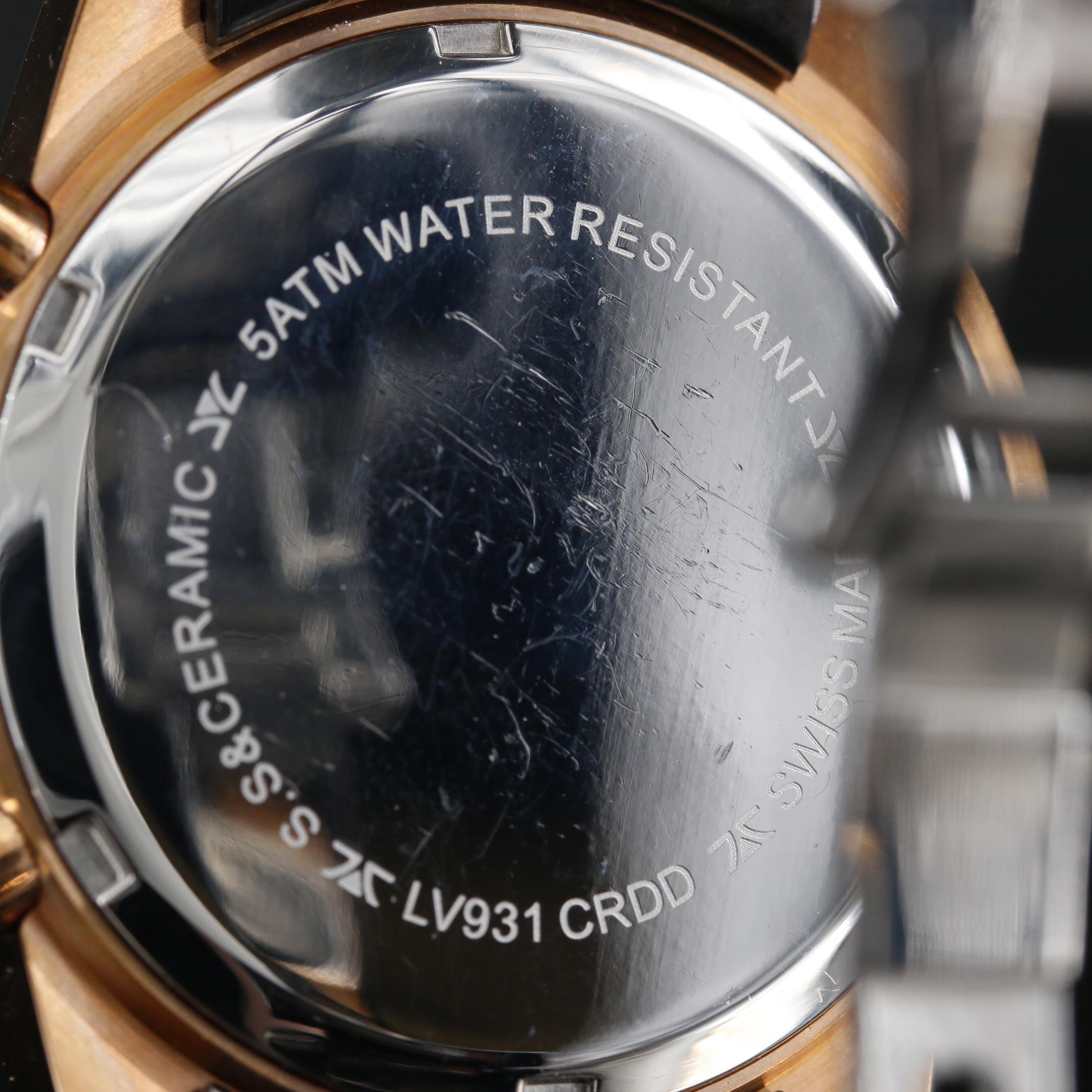 Le Vian Swiss Chrono Diamond Bezel Ceramic and Stainless Steel Watch