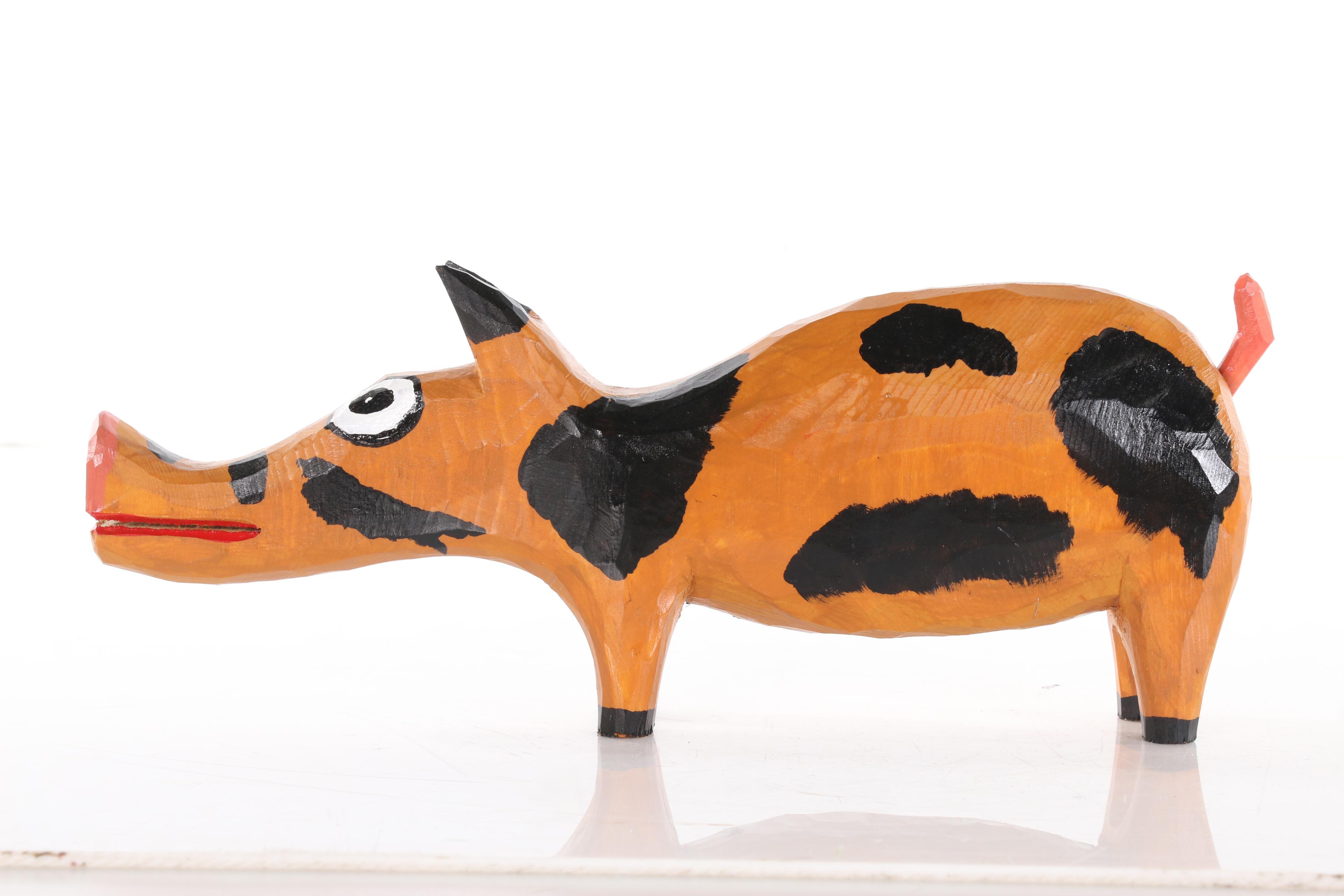 Harry Jennings Folk Art Carved Wood Pig