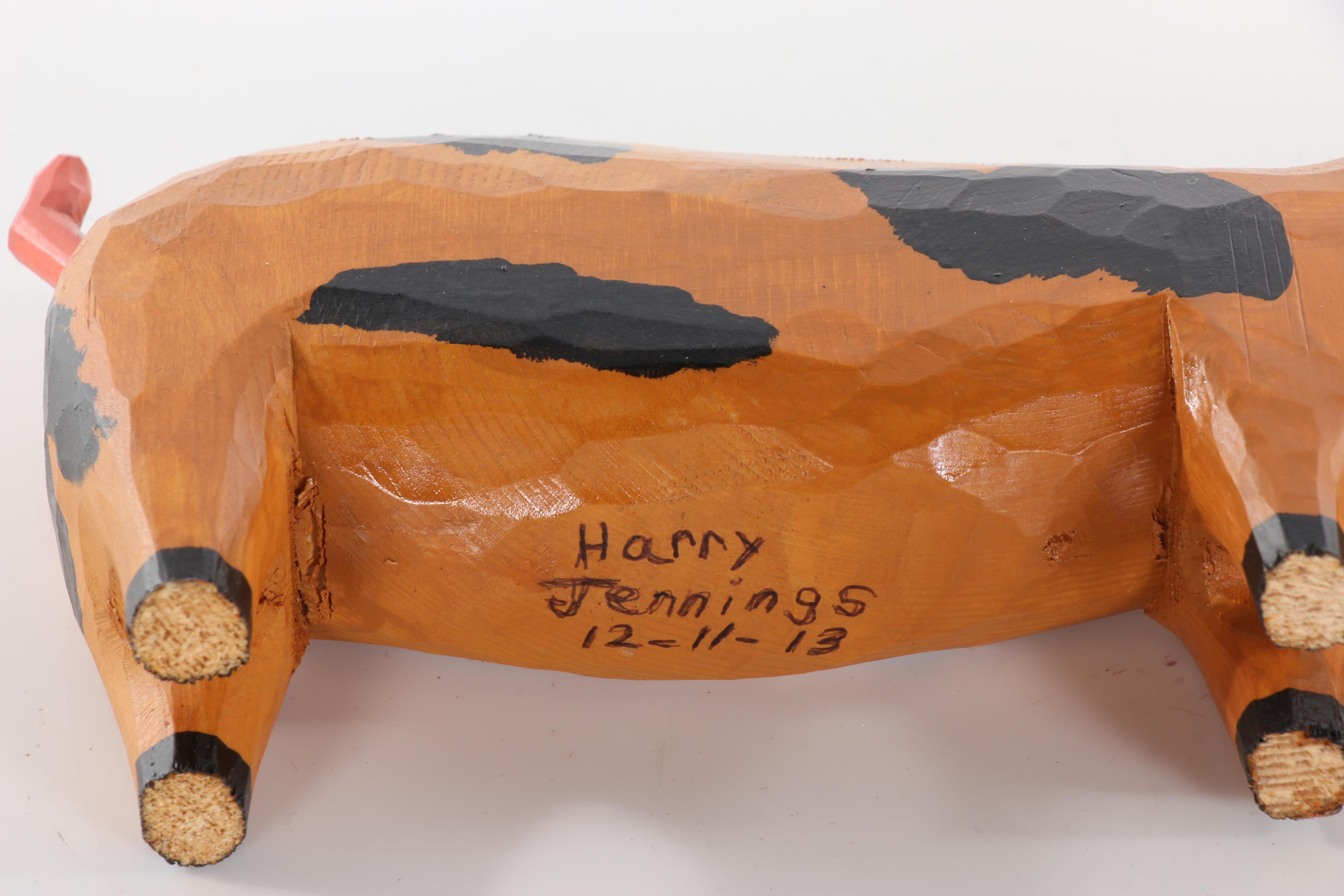 Harry Jennings Folk Art Carved Wood Pig