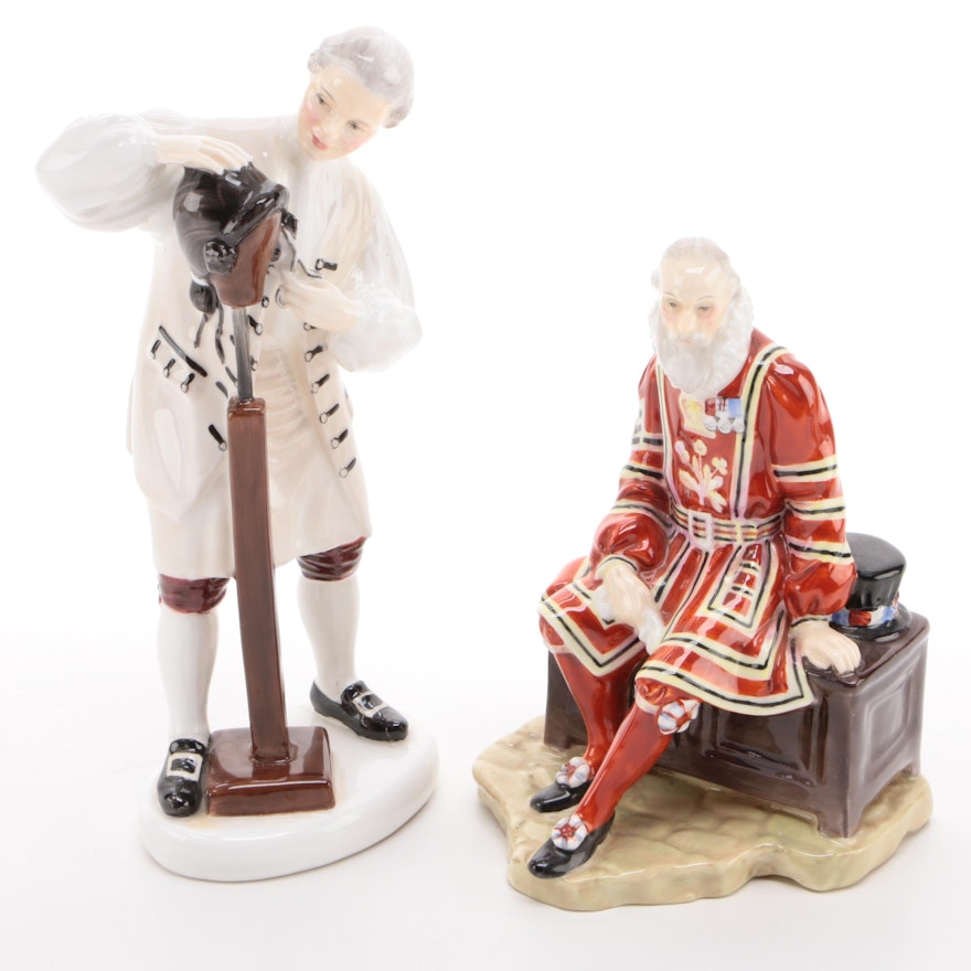 Royal Doulton "A Yeoman of the Guard" and "Wigmaker of Williamsburg" Figurines
