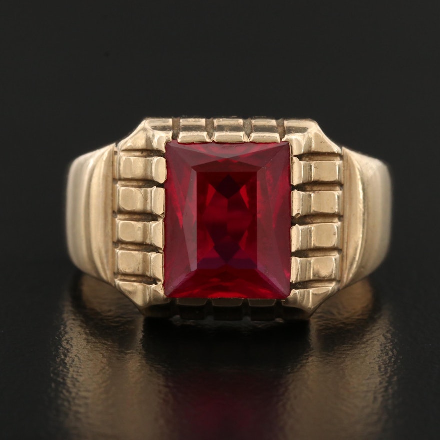 10K Faceted Ruby Ring