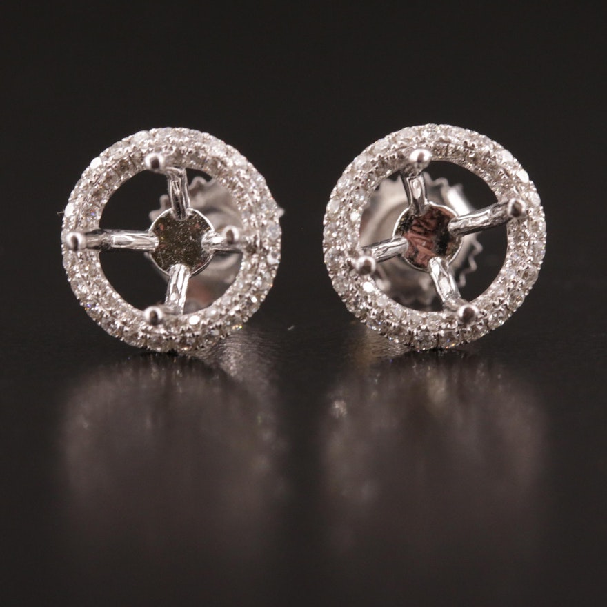 18K Diamond Semi-Mount Halo Earrings
