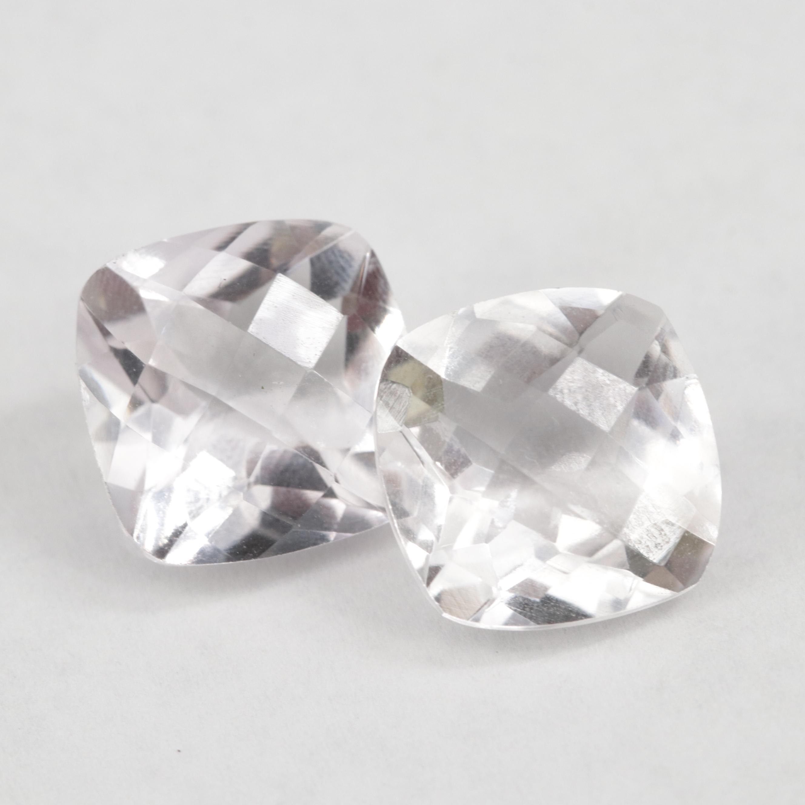 Loose 13.77 CTW Square Cushion Rose Quartz with Checkerboard Top