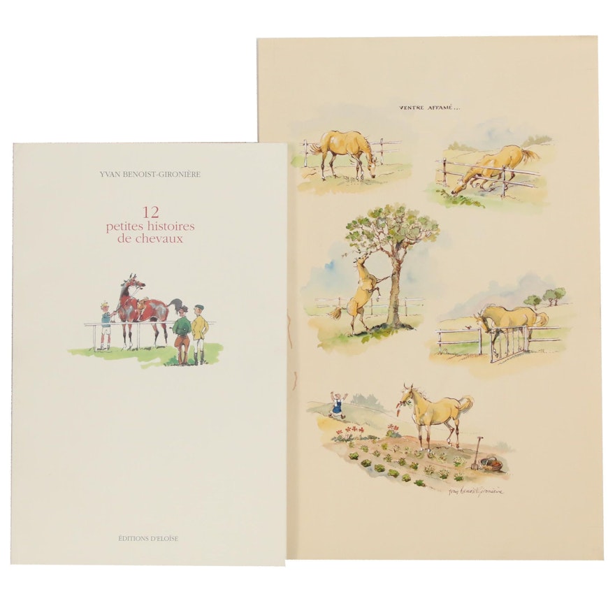 Yvan Benoist-Gironière "12 Petites Histoires de Chevaux," with Watercolor