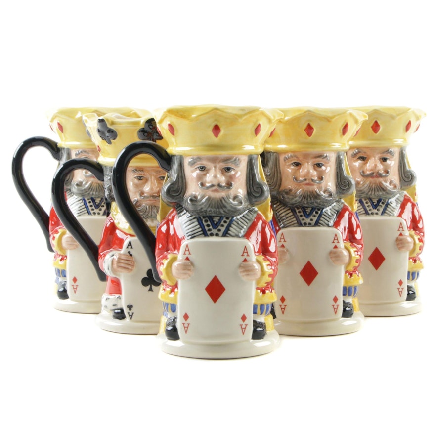 Royal Doulton King of Diamonds and Queen of Clubs Limited Edition Ceramic Mugs