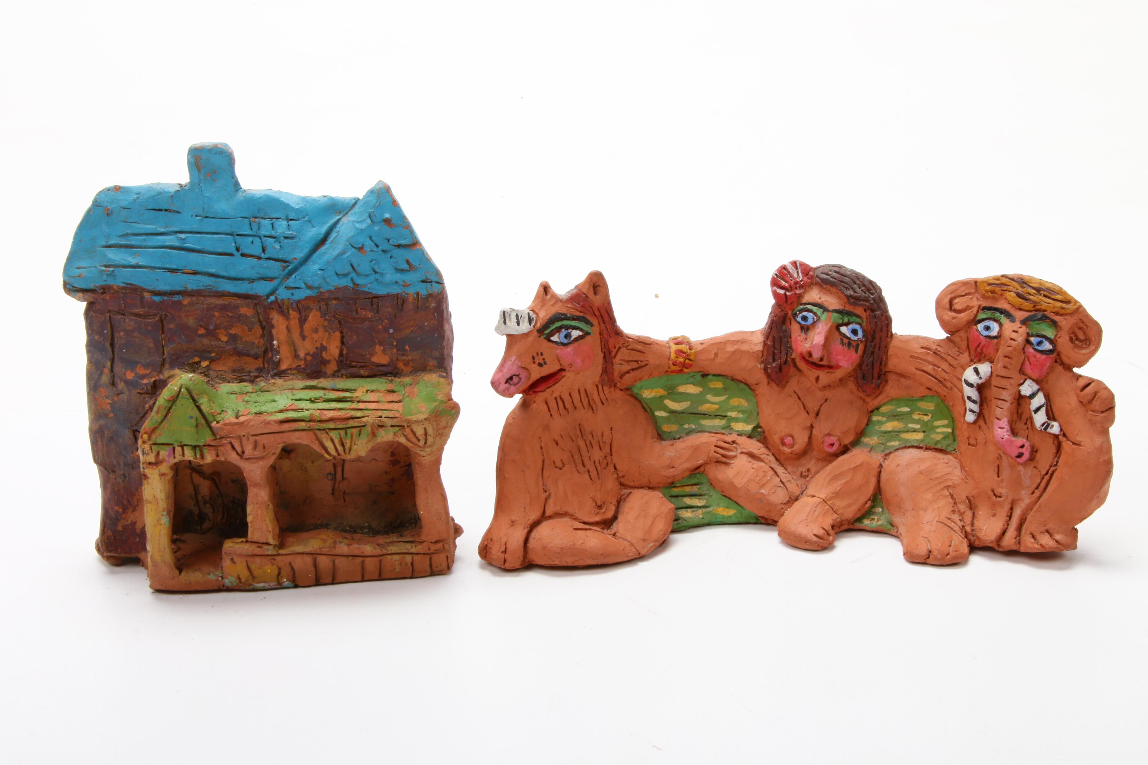 Signed Marjorie Bender Clay Sculptures