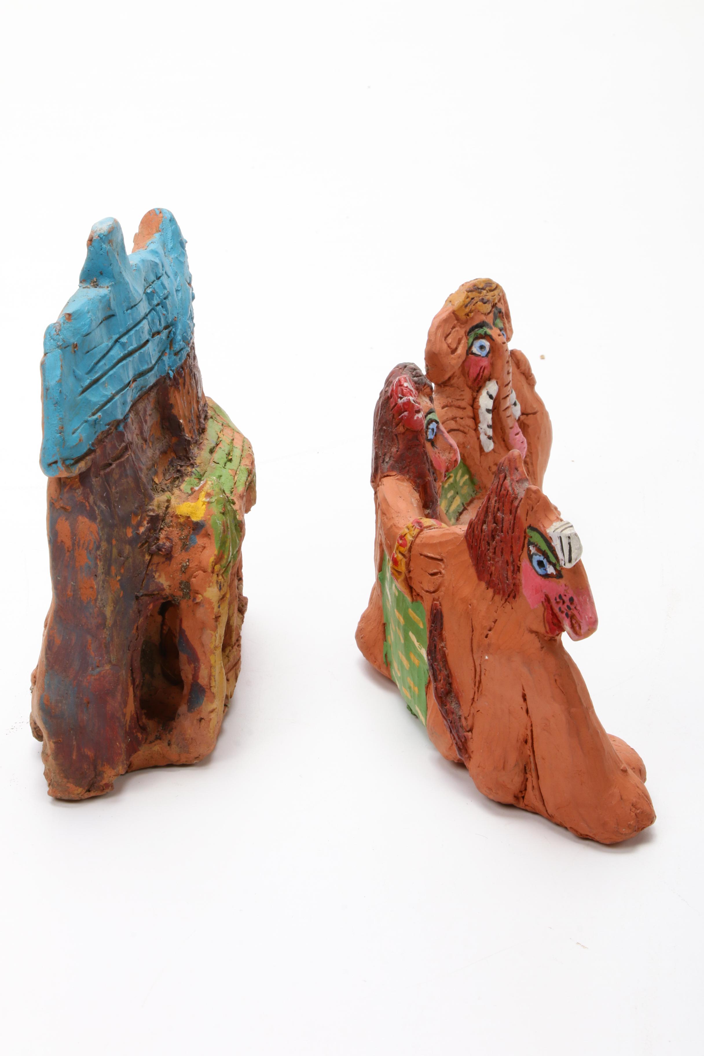 Signed Marjorie Bender Clay Sculptures