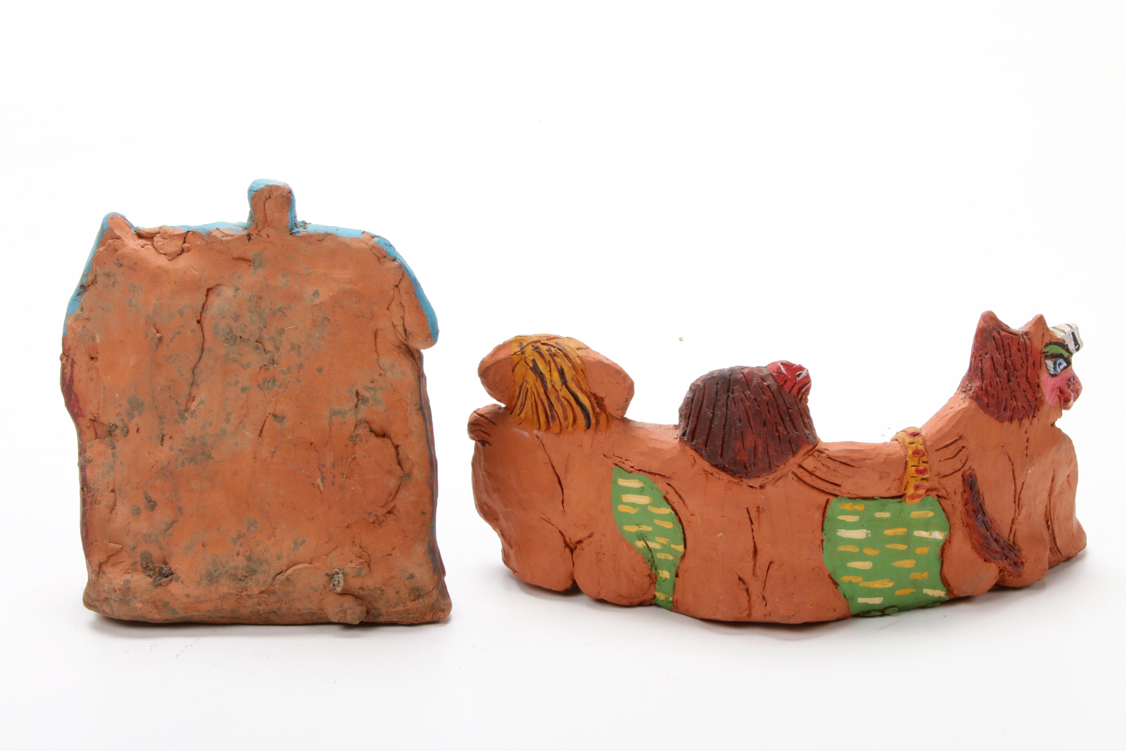 Signed Marjorie Bender Clay Sculptures