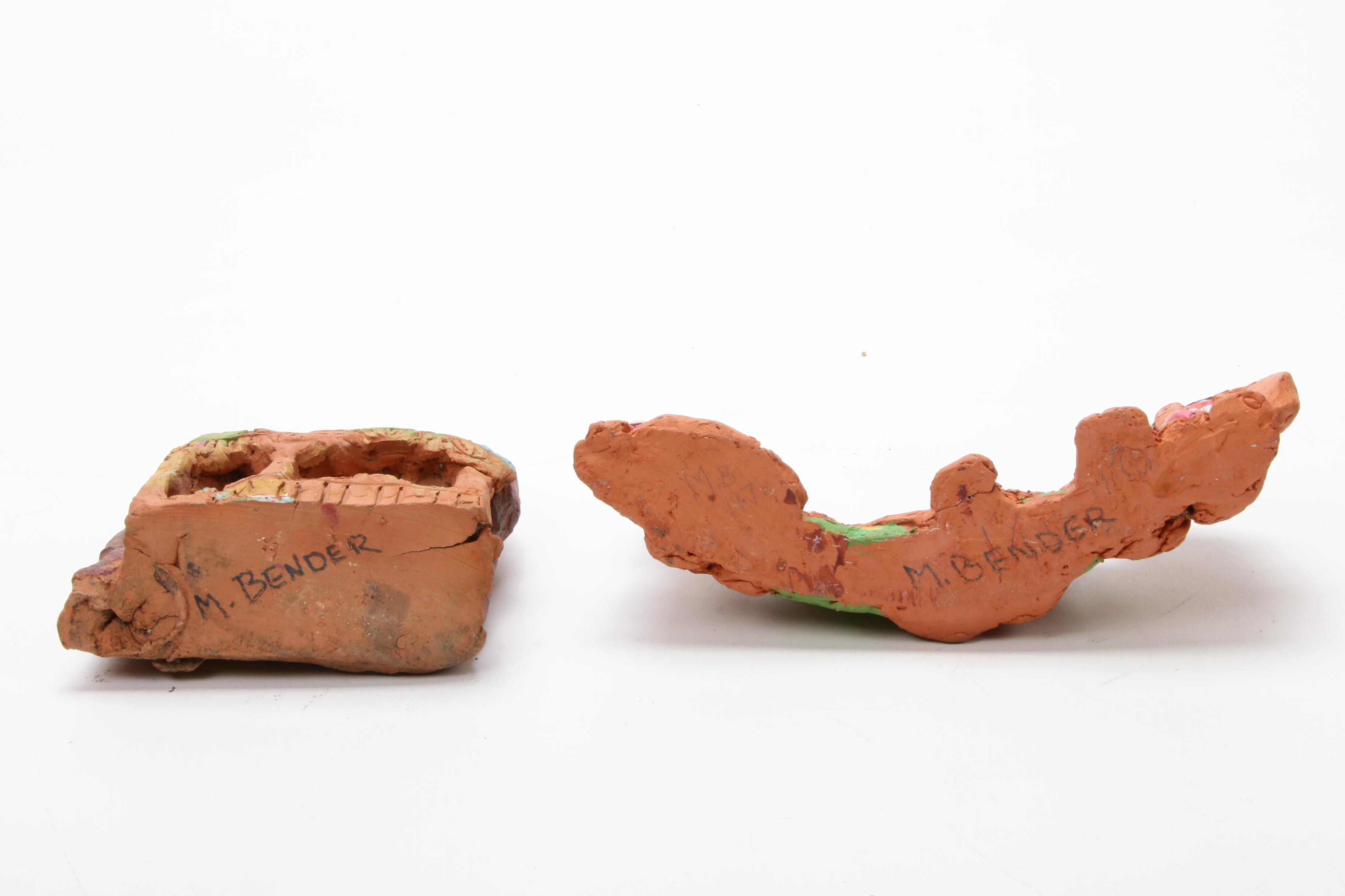 Signed Marjorie Bender Clay Sculptures