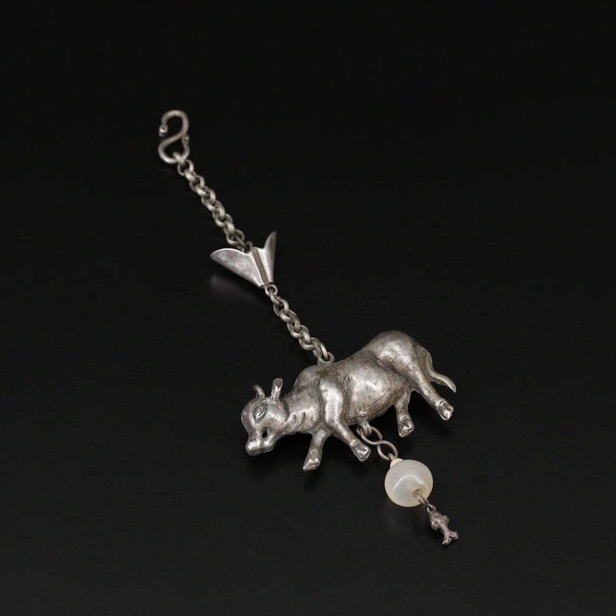 900 Silver Asian Ox Ornament
