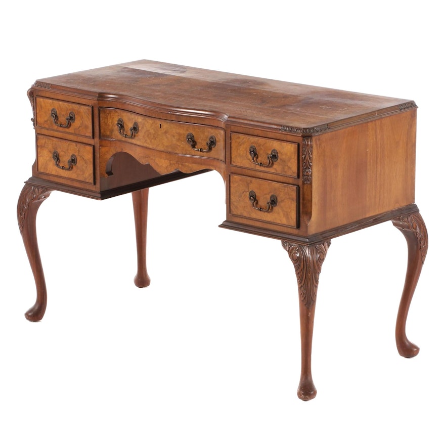 George II Style Walnut Knee-Hole Desk, 20th Century