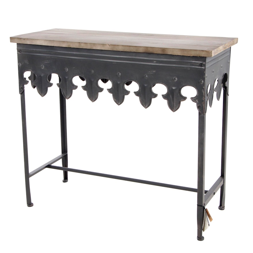 CreativeCo-Op Gothic Style Metal and Wood Side Table