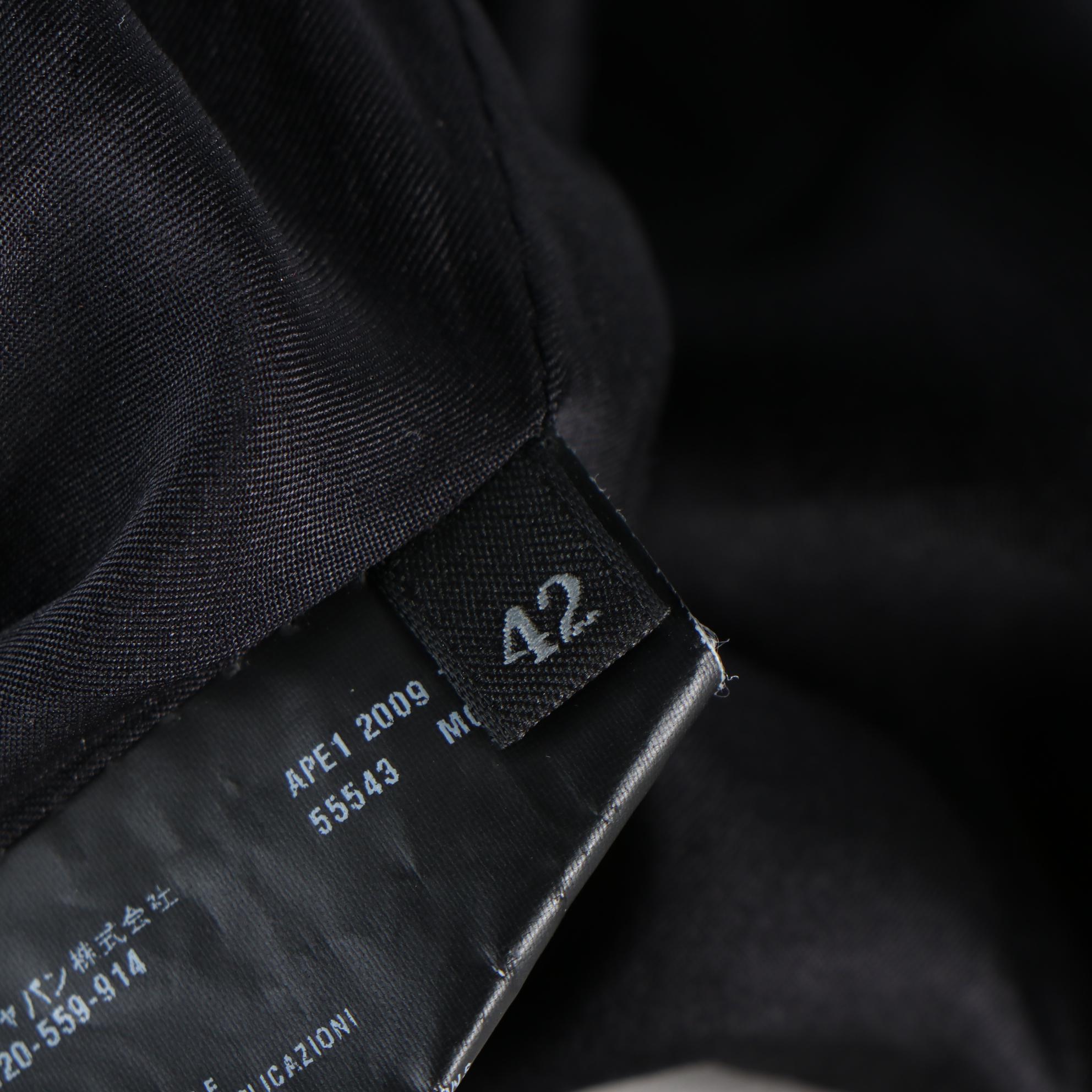 Prada Black Leather Peplum Crop Jacket with Satin Trim