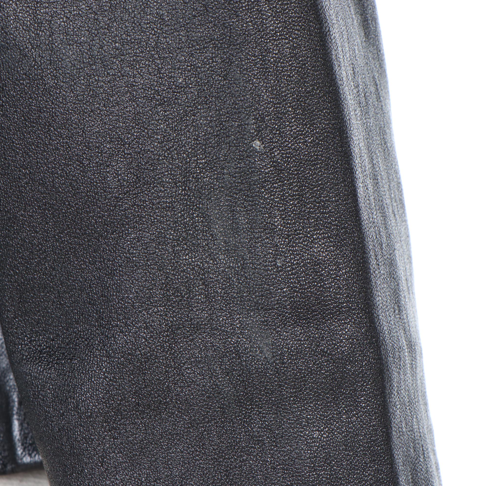 Prada Black Leather Peplum Crop Jacket with Satin Trim