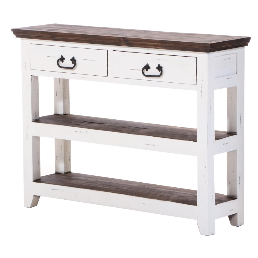 Farmhouse Style Painted Wood Console Table