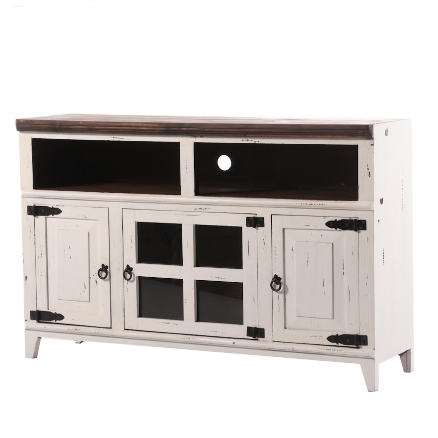 Farmhouse Style Painted Wood Media Cabinet